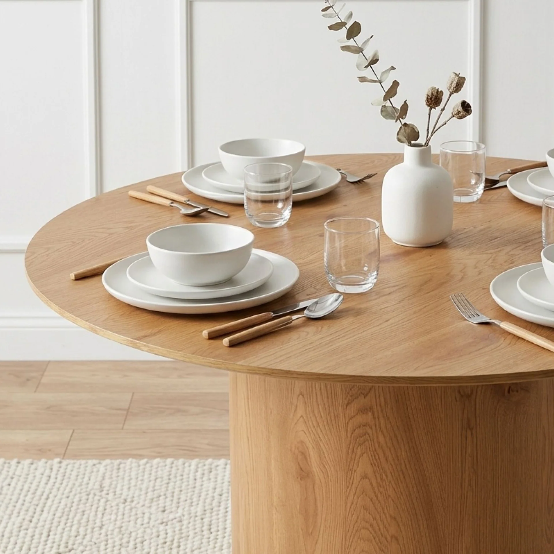Solix Round Dining Table 120x75cm - Oak - Image 5