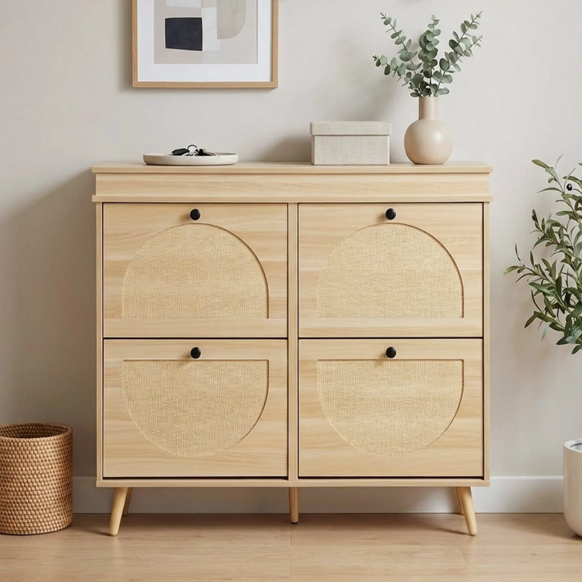 Solma 4 Drawer Shoe Cabinet Storage Rack - White Elm