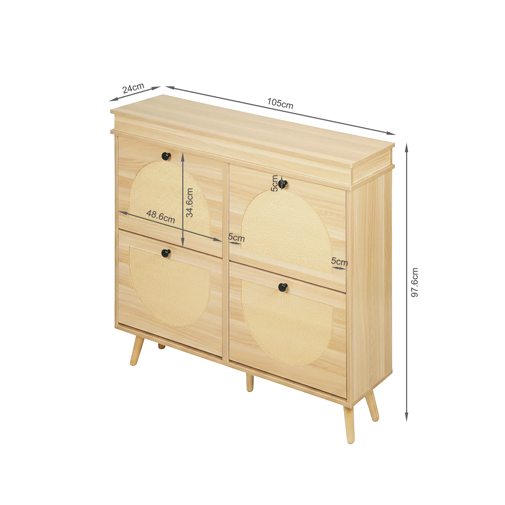 Solma 4 Drawer Shoe Cabinet Storage Rack - White Elm - Image 18
