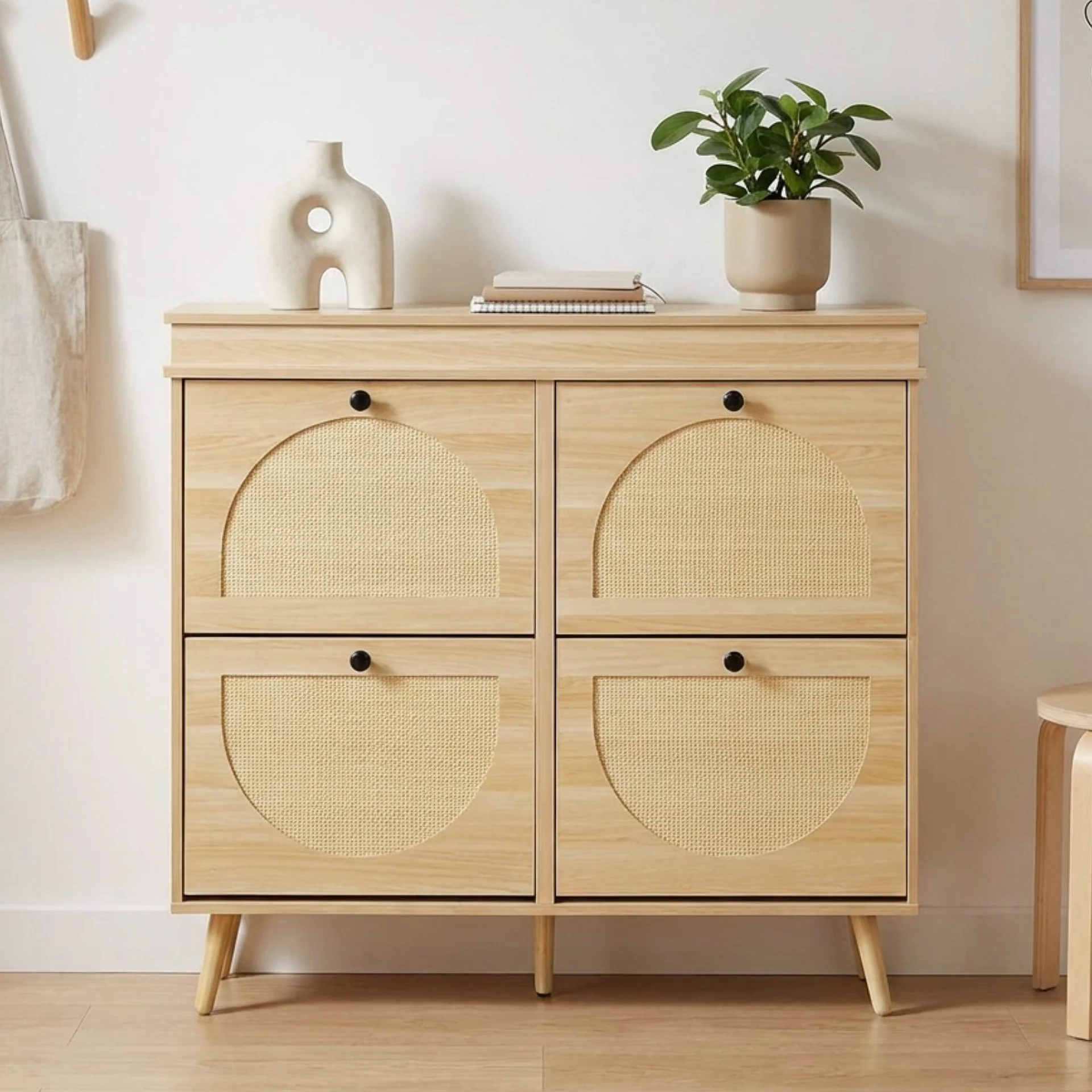 Solma 4 Drawer Shoe Cabinet Storage Rack - White Elm - Image 6