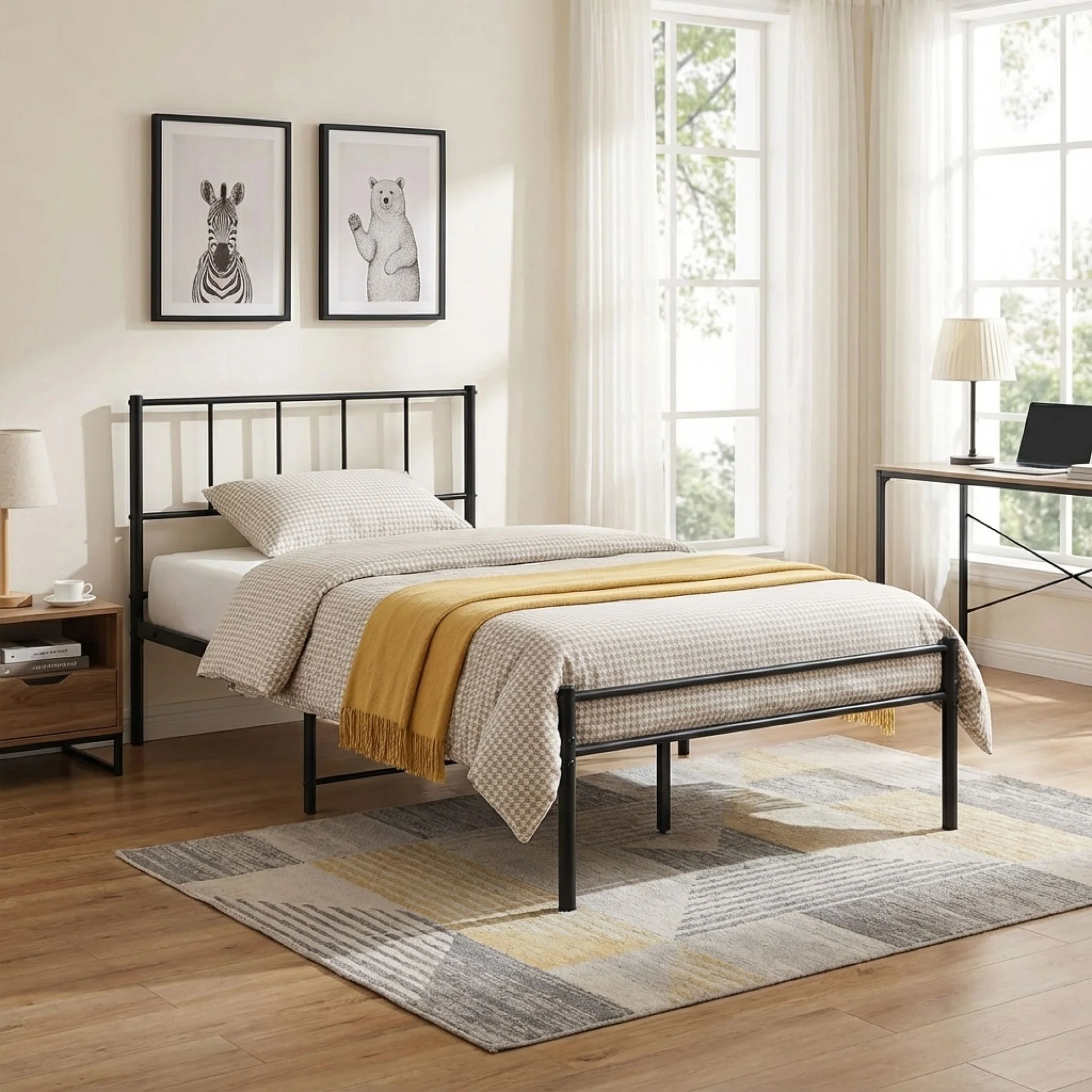 Sophia King Single Metal Bed Frame - Black