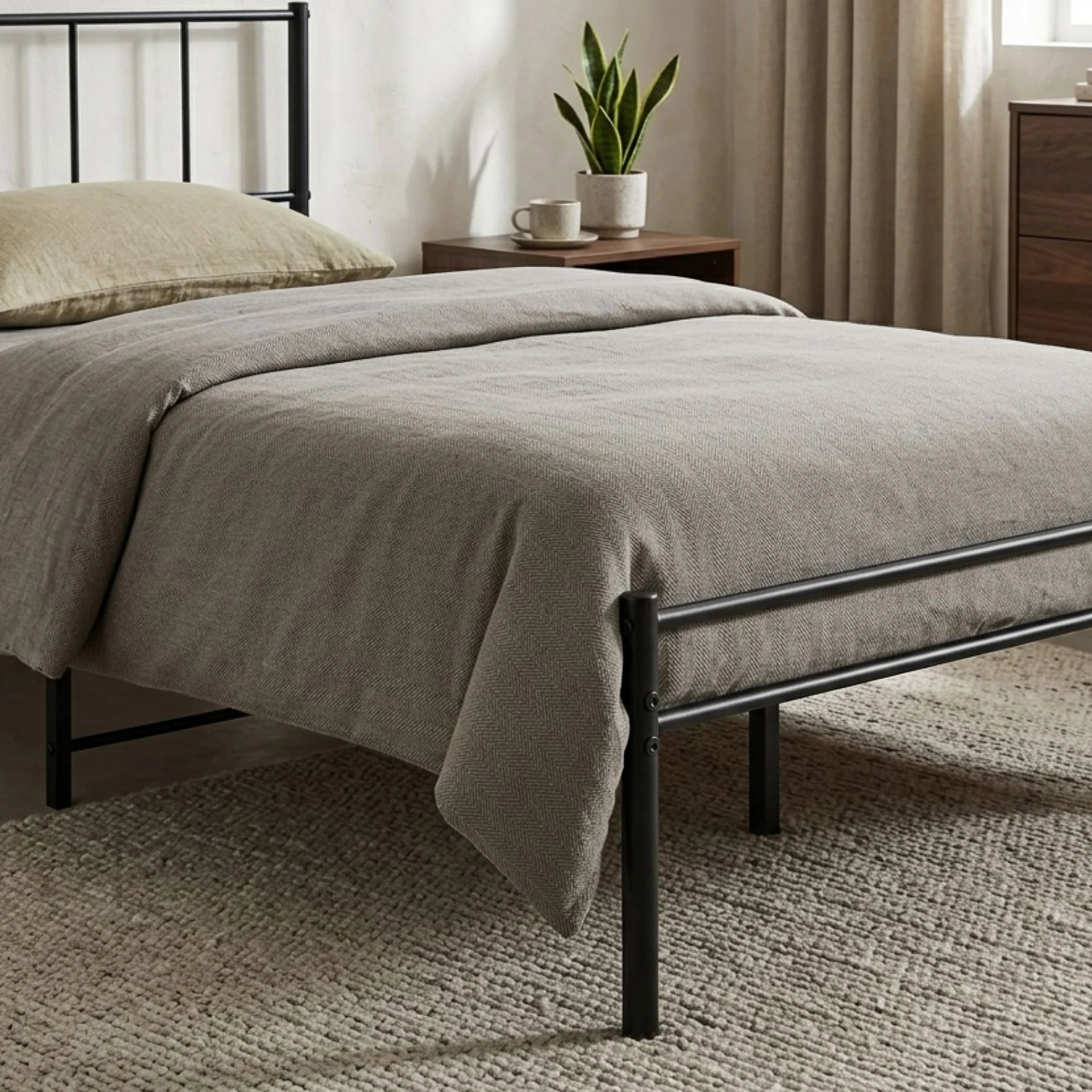Sophia King Single Metal Bed Frame - Black - Image 6