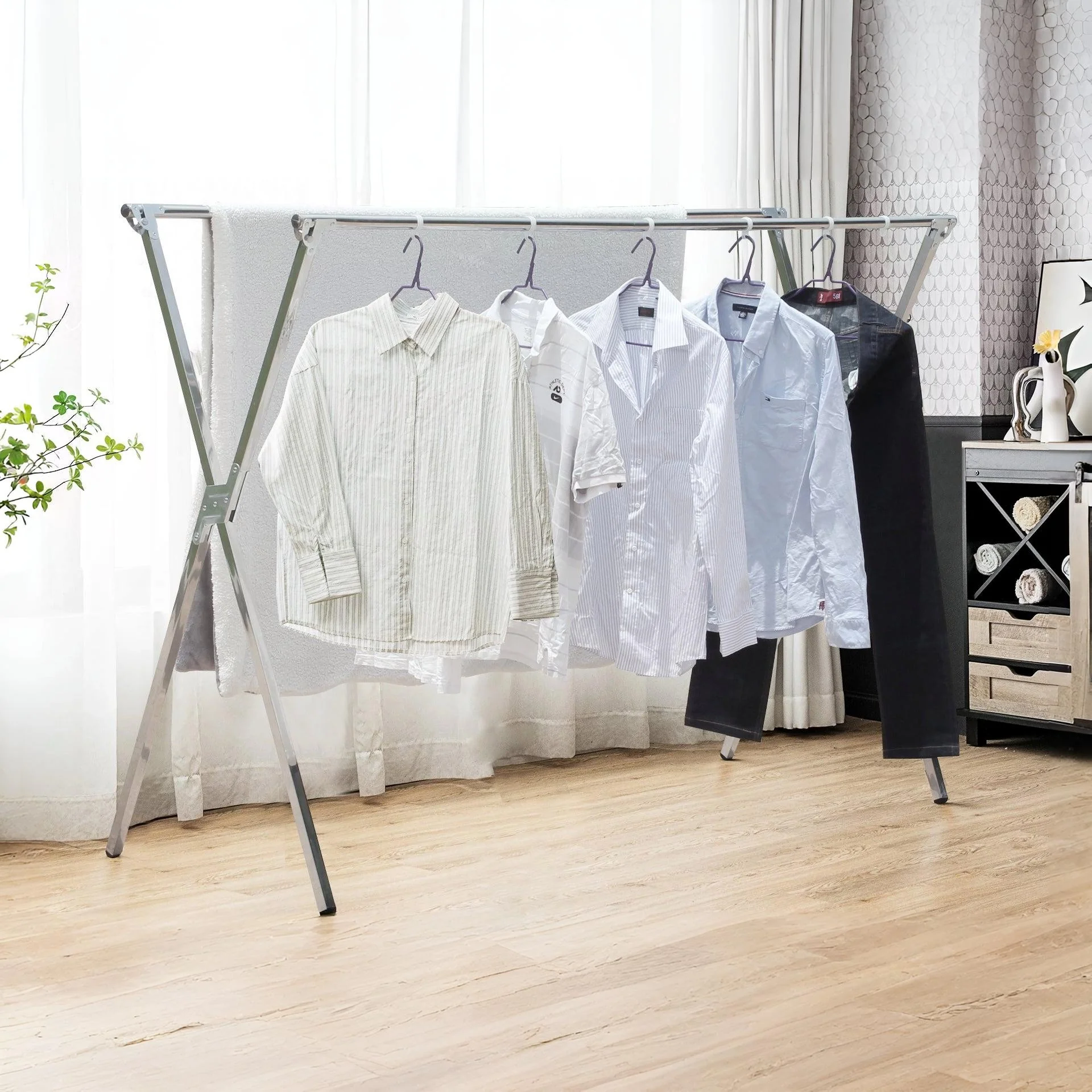 Stainless Steel Foldable Clothes Drying Rack Stand Clothes Rack Airer