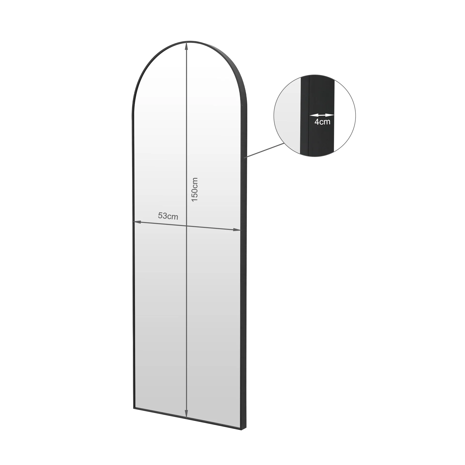 Stella Arched Freestanding Metal Mirror - Black - Image 10