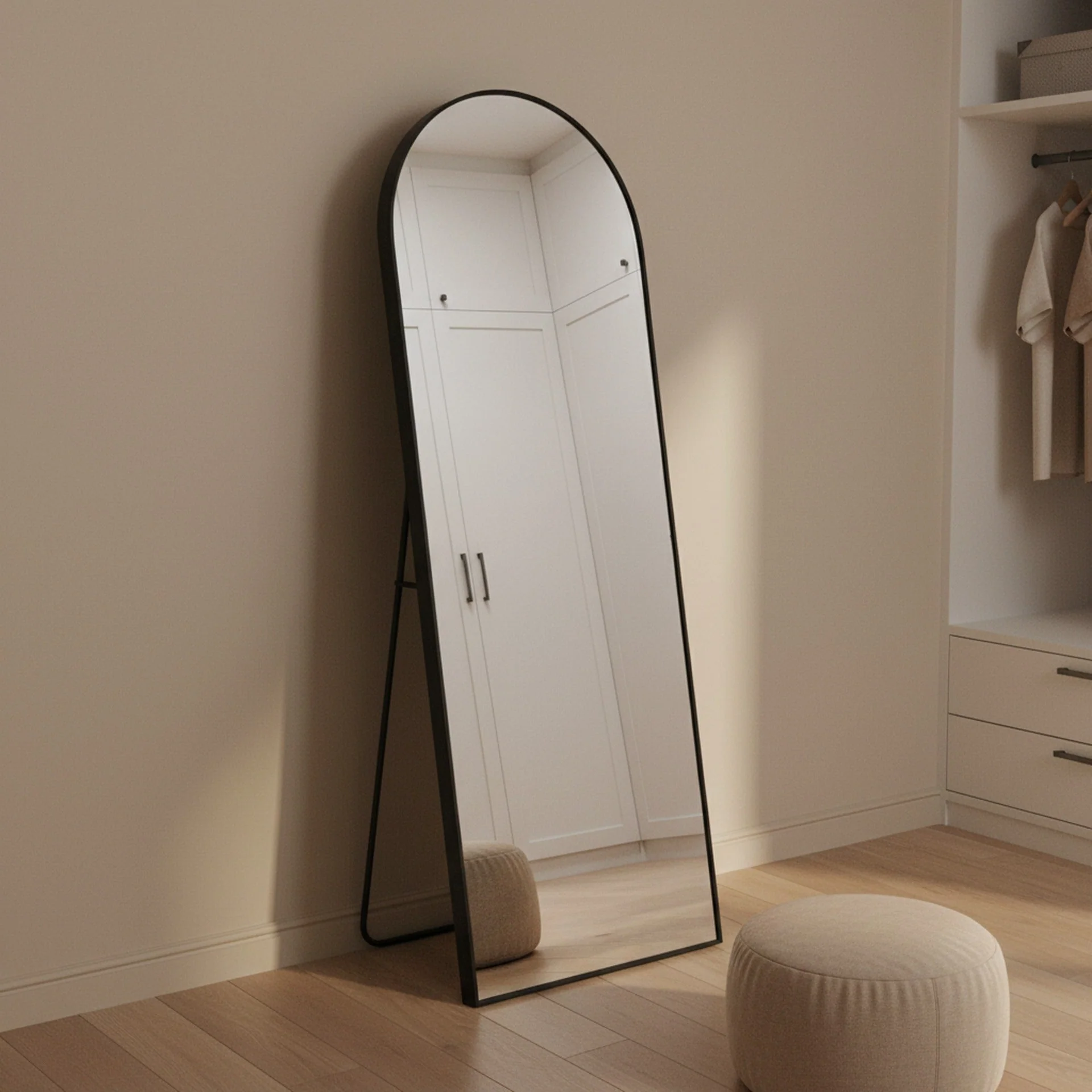 Stella Arched Freestanding Metal Mirror - Black - Image 4