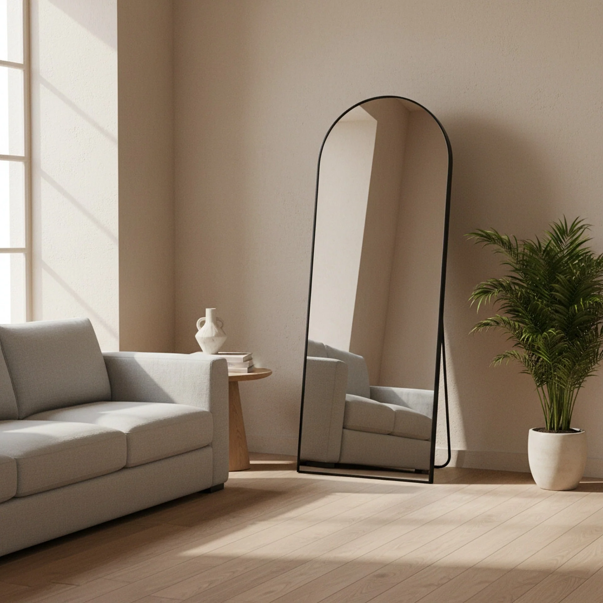 Stella Arched Freestanding Metal Mirror - Black - Image 5