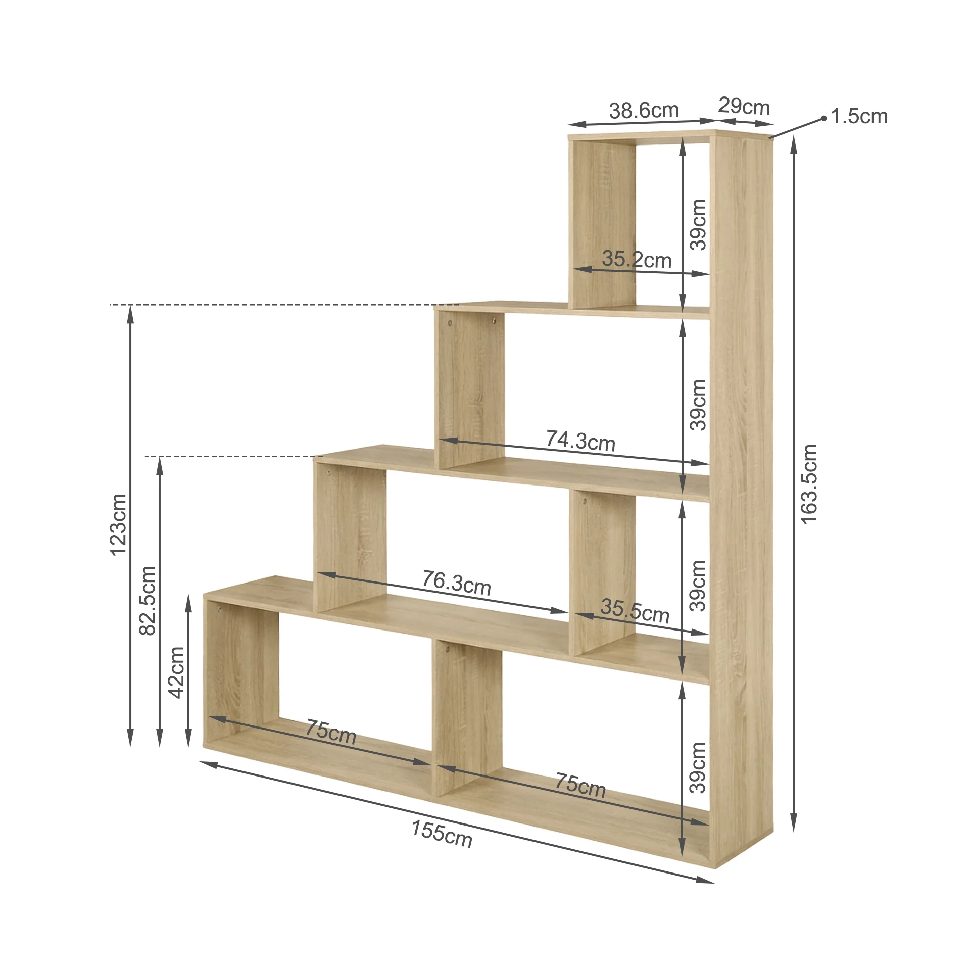 Stepa Bookshelf Display Shelf - Oak - Image 10