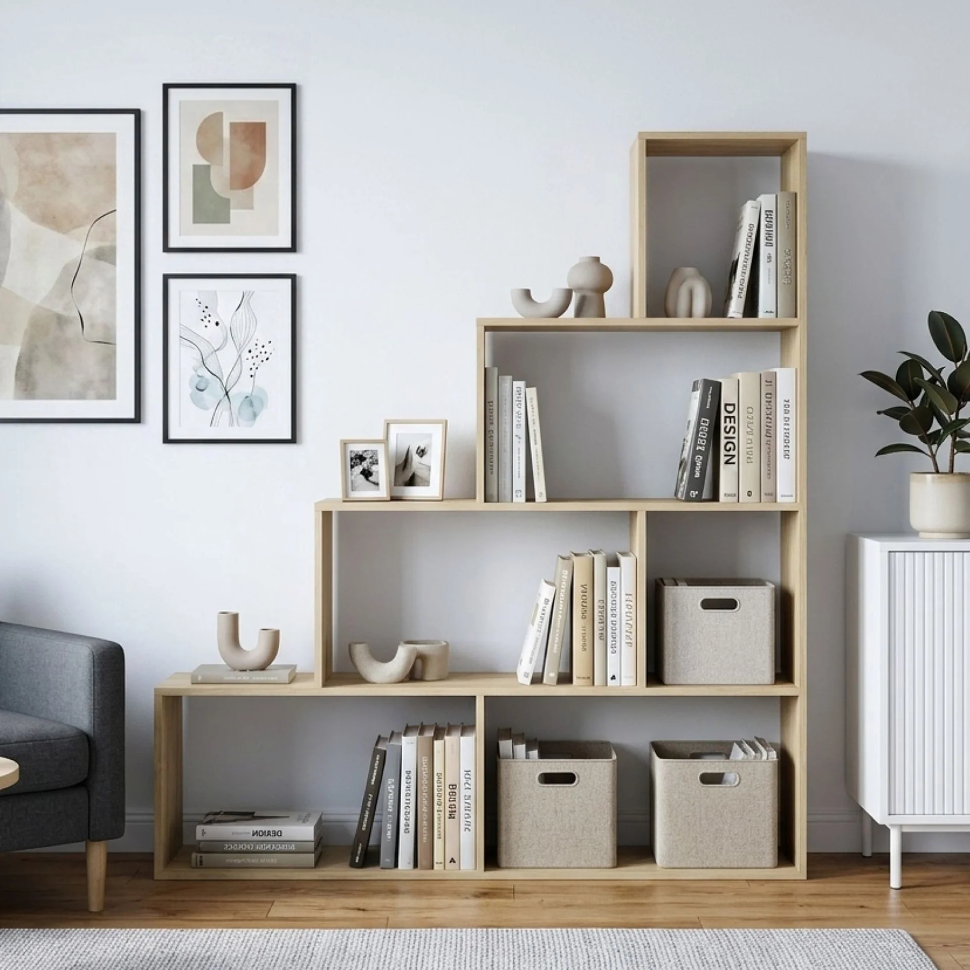 Stepa Bookshelf Display Shelf - Oak - Image 5
