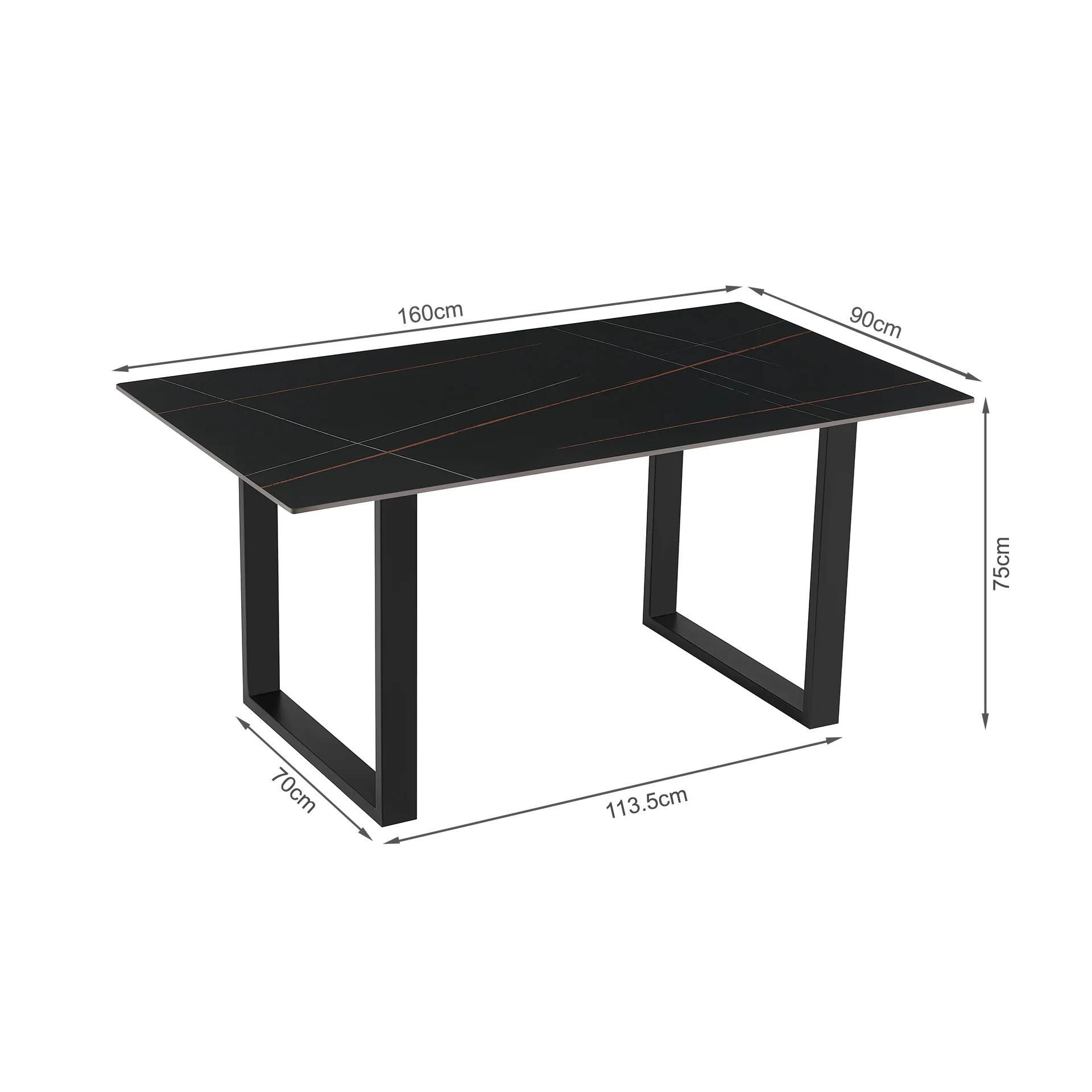 Ainsley Ceramic Dining Table 160 x 90cm - Golden Black - Image 11