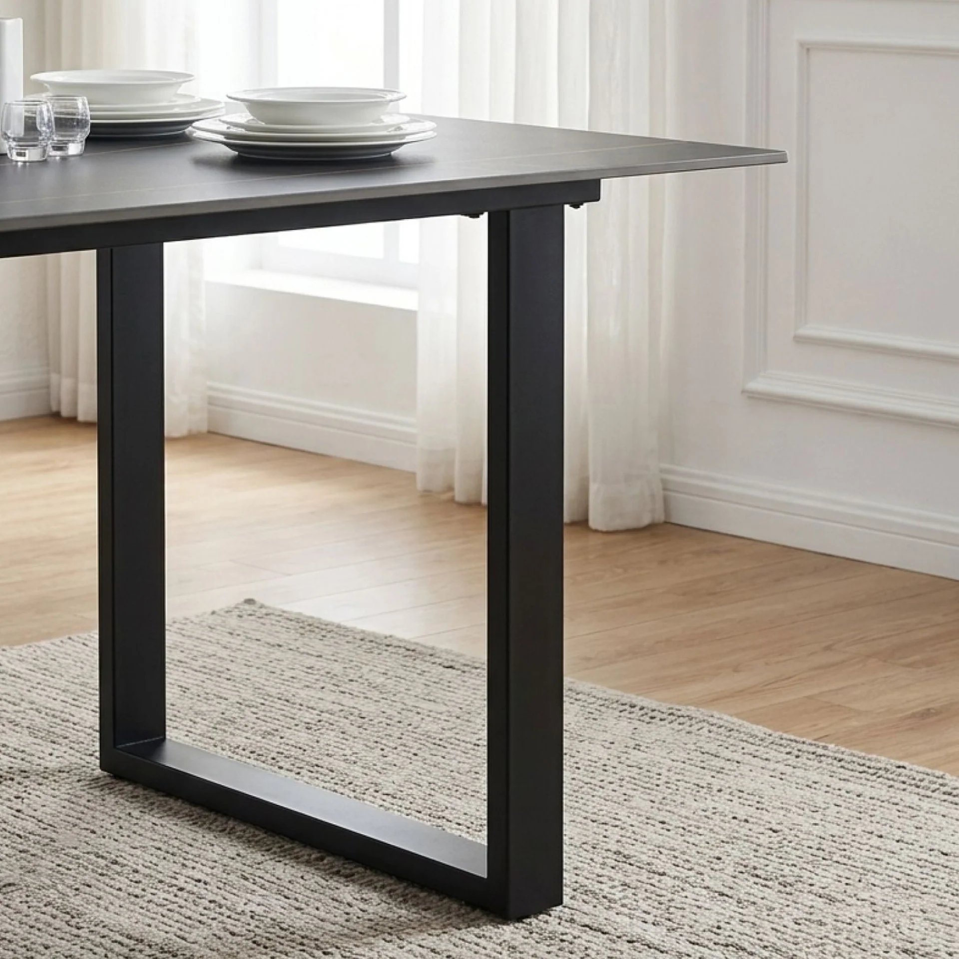 Ainsley Ceramic Dining Table 160 x 90cm - Golden Black - Image 6