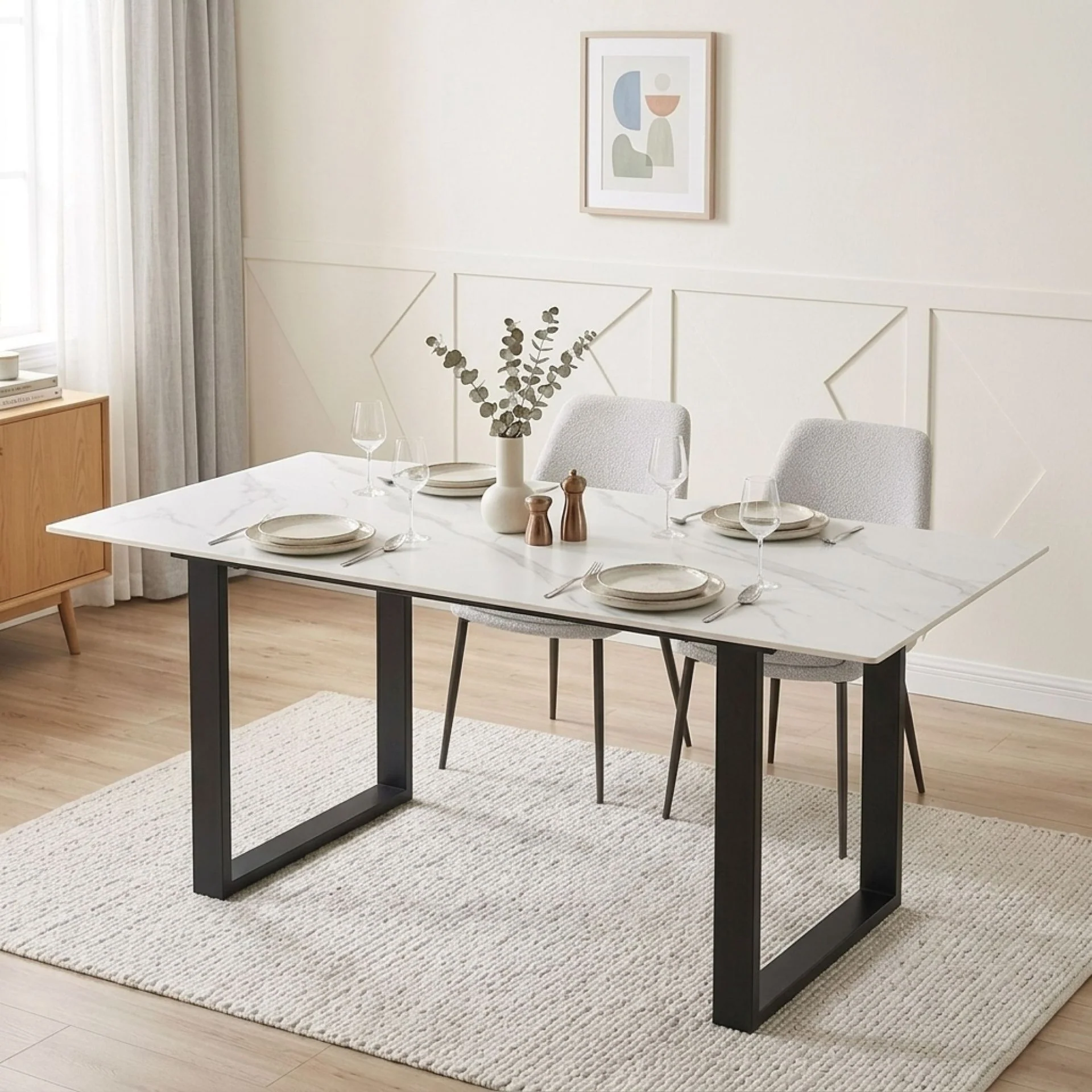 Bridger Matt Ceramic Dining Table 180 x 90cm - Snow White