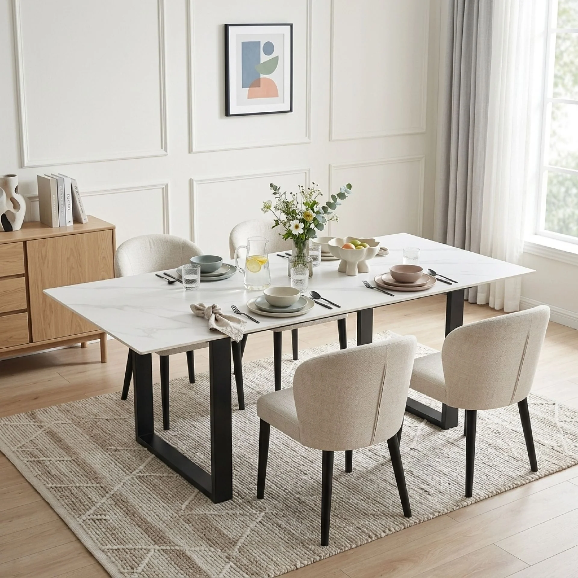 Bridger Matt Ceramic Dining Table 180 x 90cm - Snow White - Image 2
