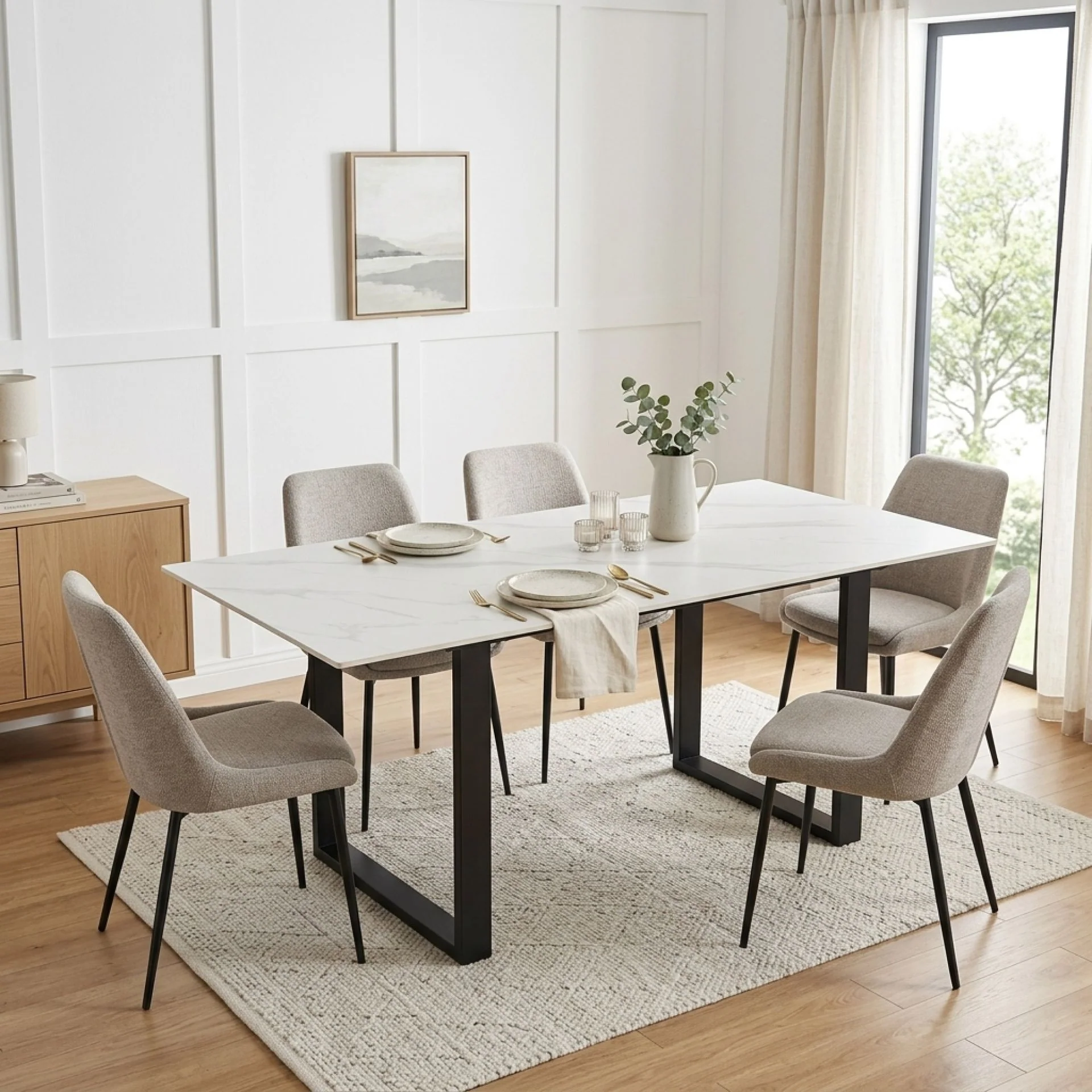Bridger Matt Ceramic Dining Table 180 x 90cm - Snow White - Image 4