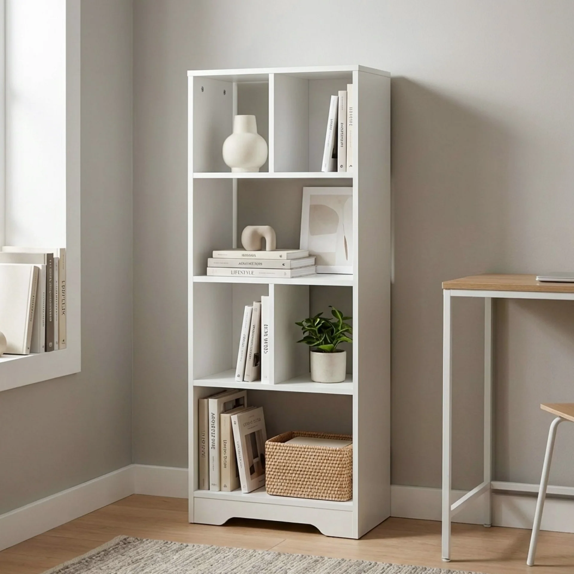 Strio 4 Tier Bookshelf Display Shelf - White - Image 3