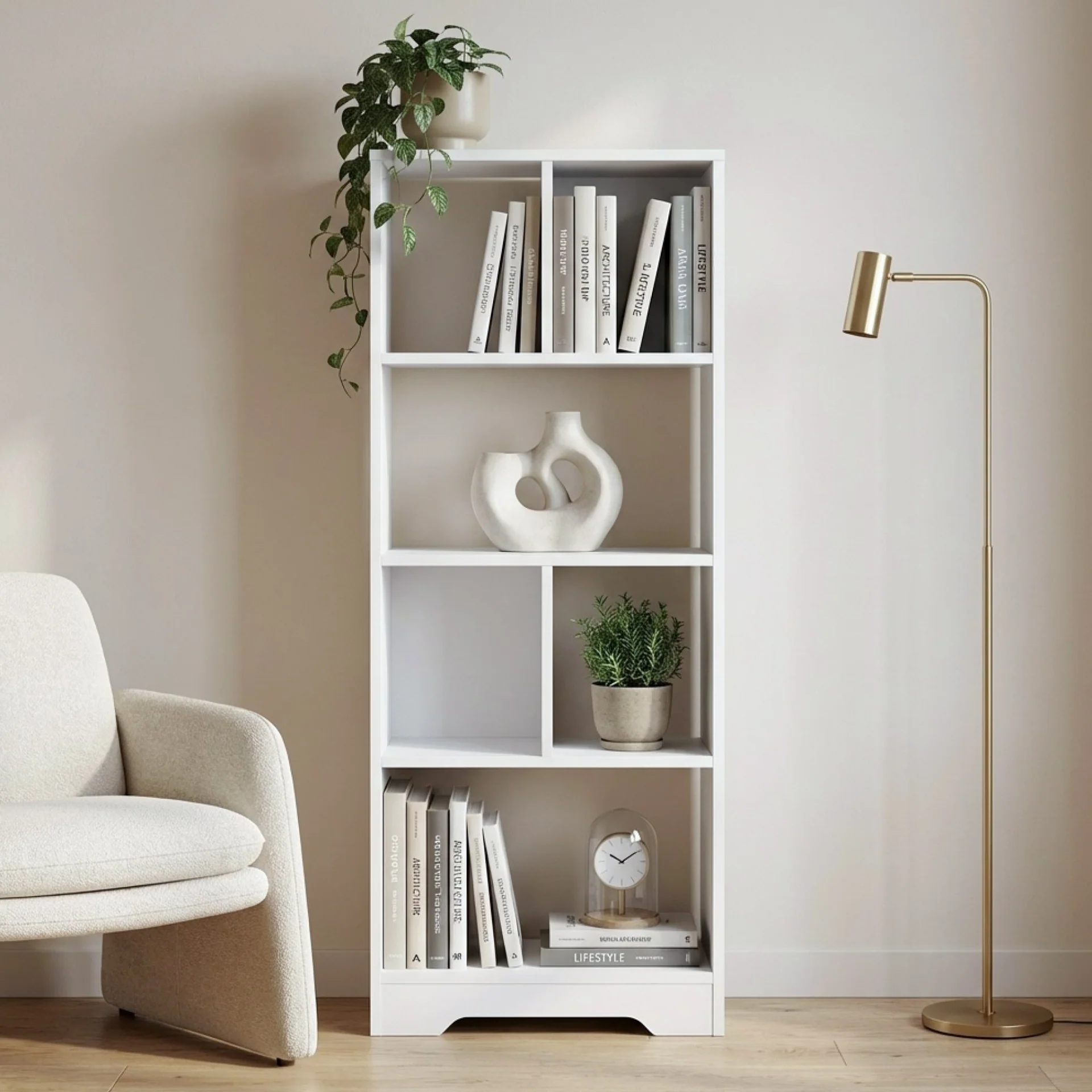 Strio 4 Tier Bookshelf Display Shelf - White - Image 5