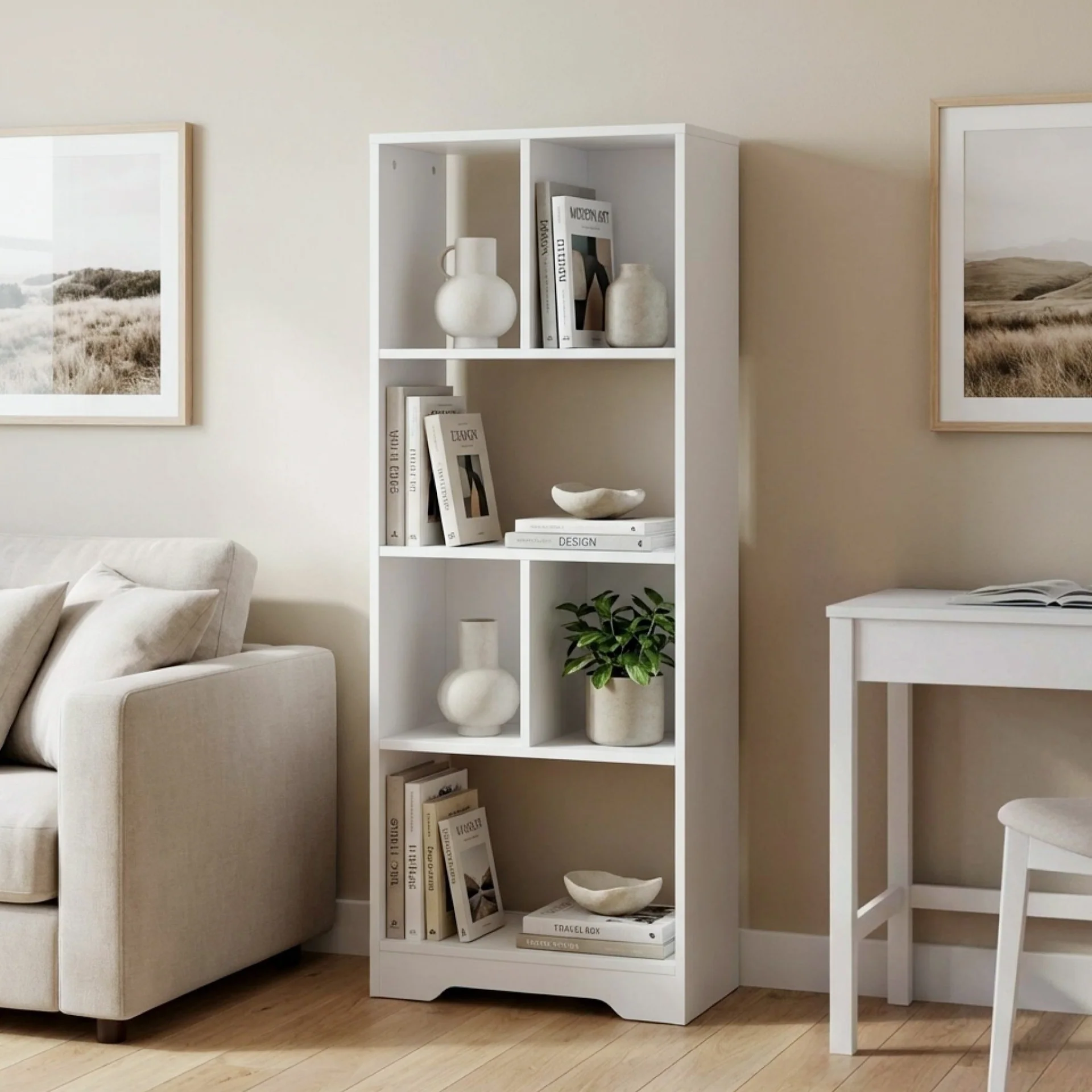 Strio 4 Tier Bookshelf Display Shelf - White - Image 6