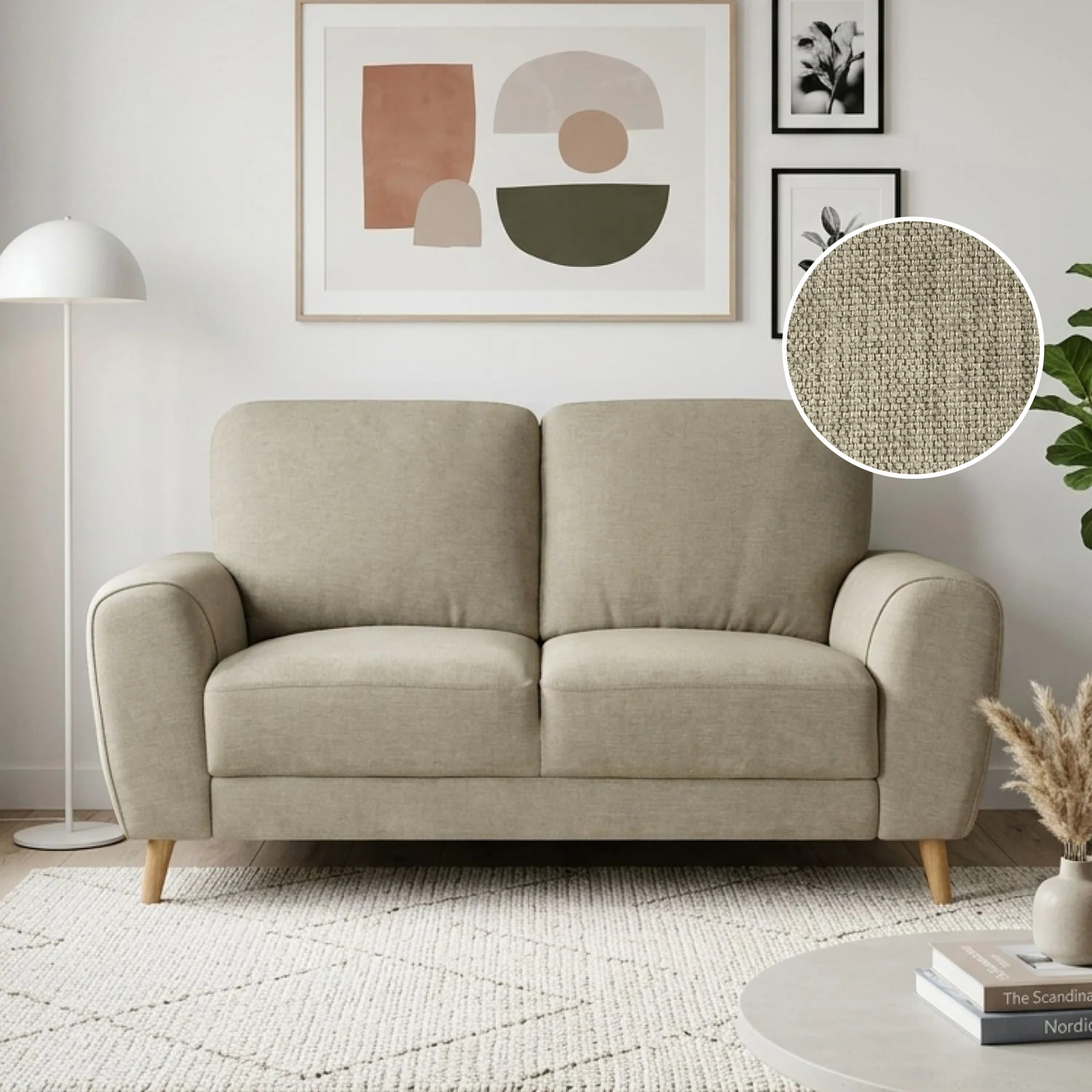 Suki Linen 2 Seater Sofa - Beige - Image 2