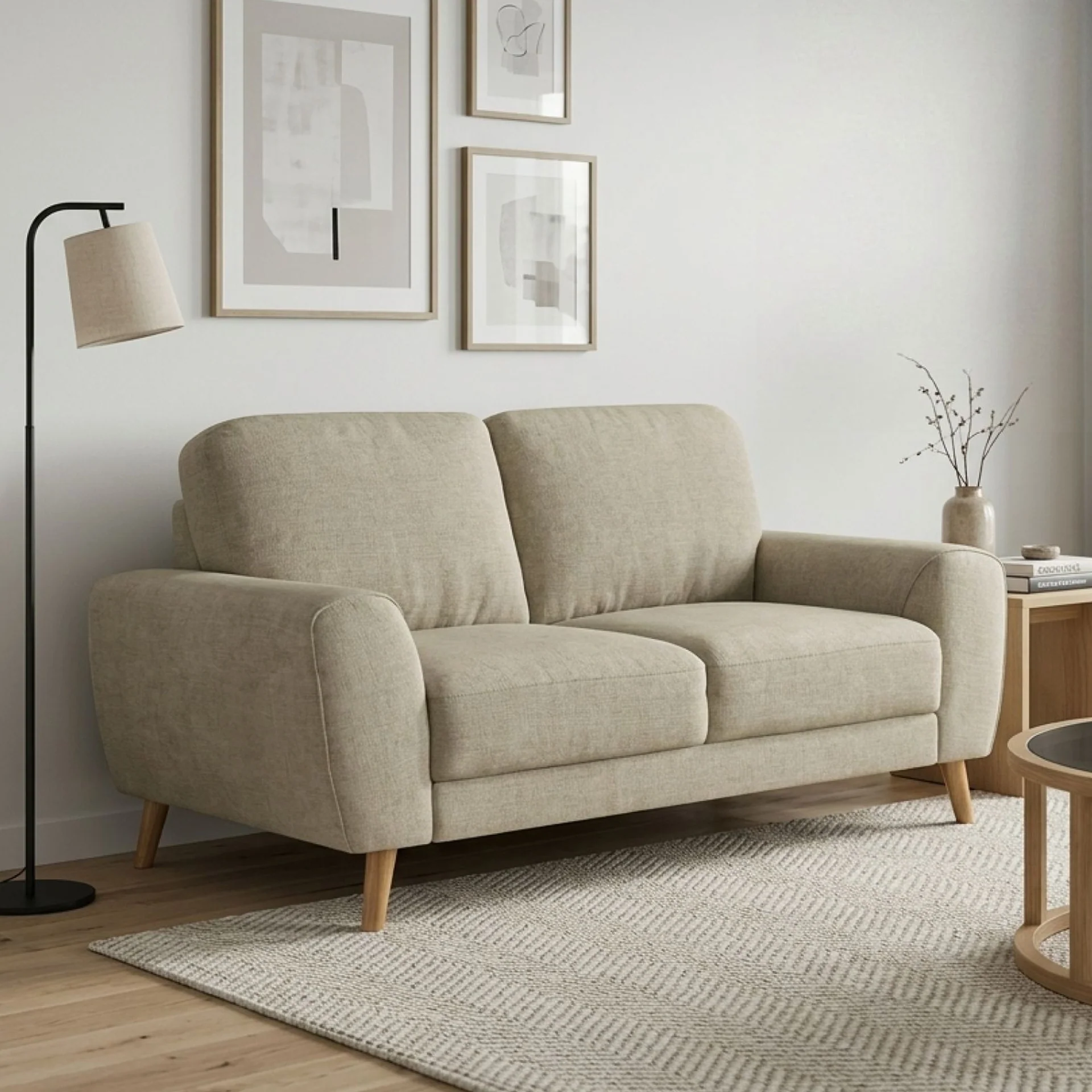 Suki Linen 2 Seater Sofa - Beige - Image 3