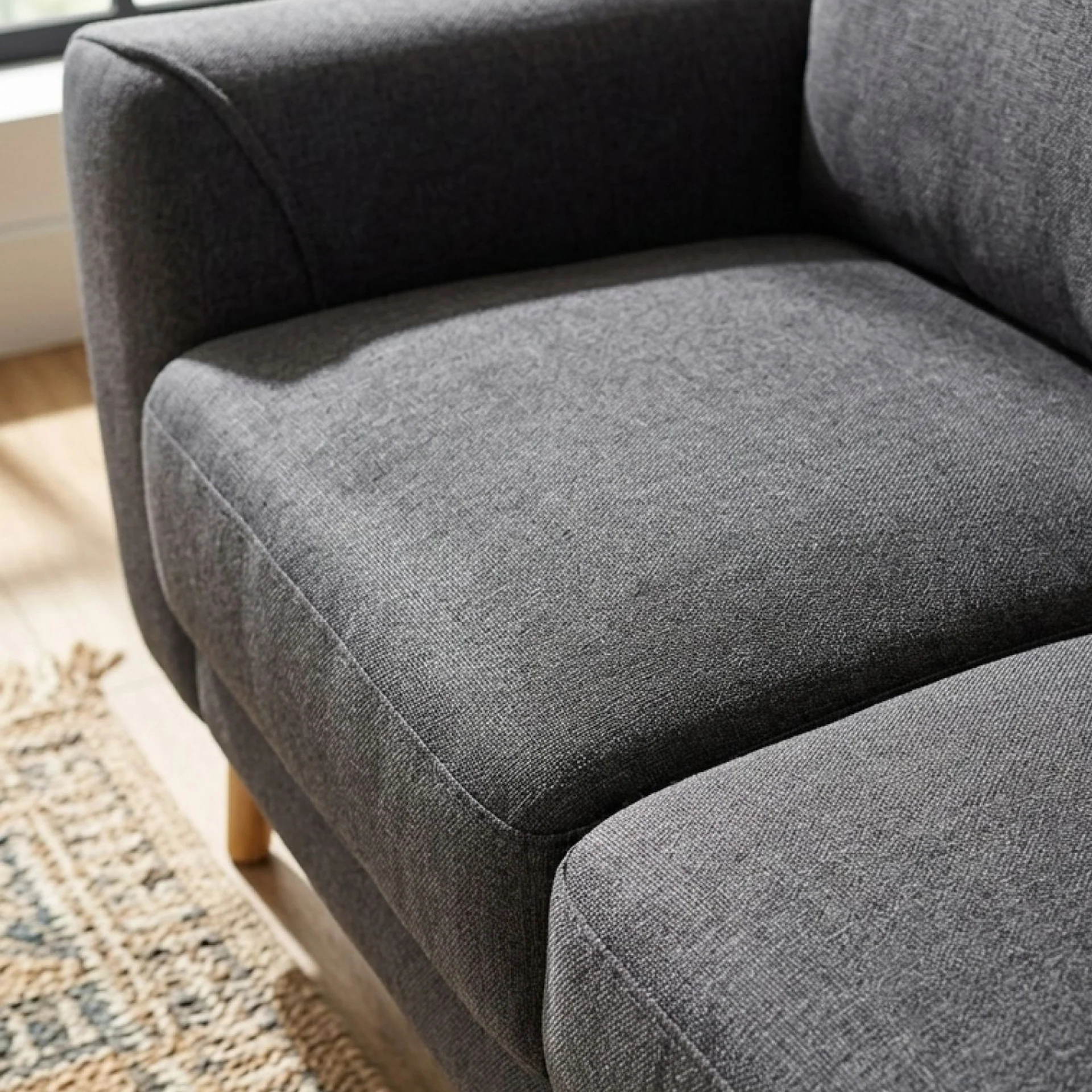 Suki Linen 2 Seater Sofa - Dark Grey - Image 5