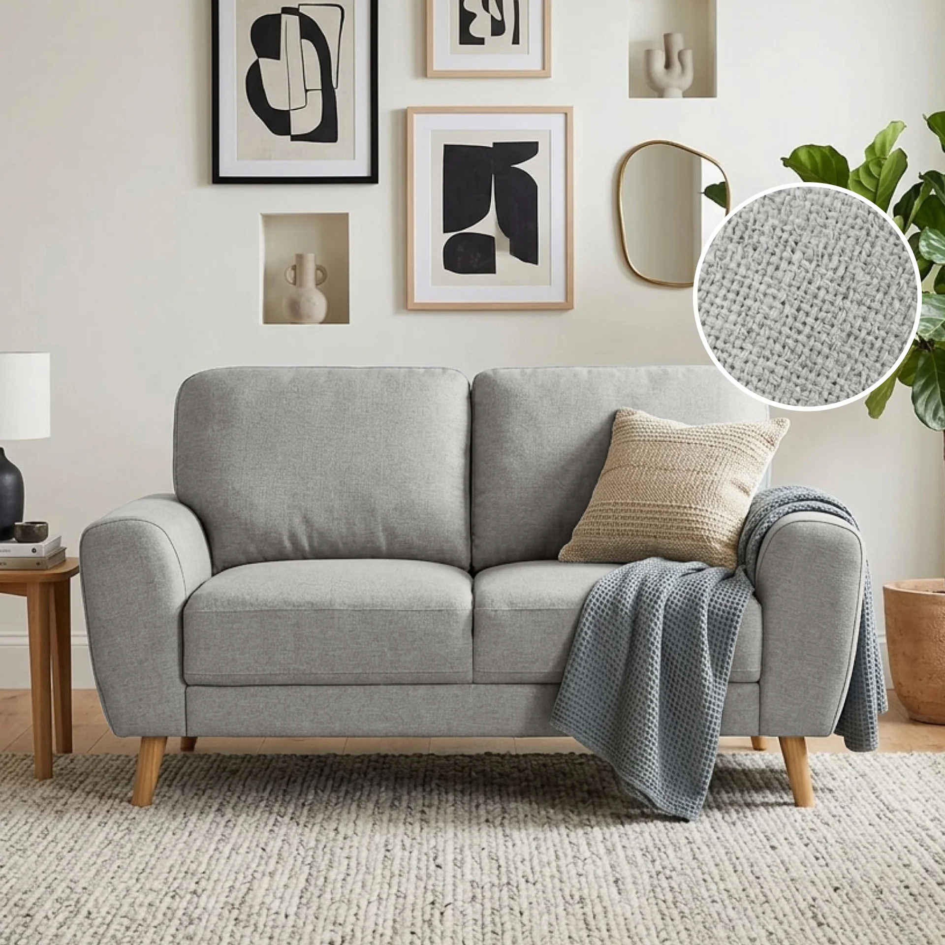 Suki Linen 2 Seater Sofa - Grey - Image 2