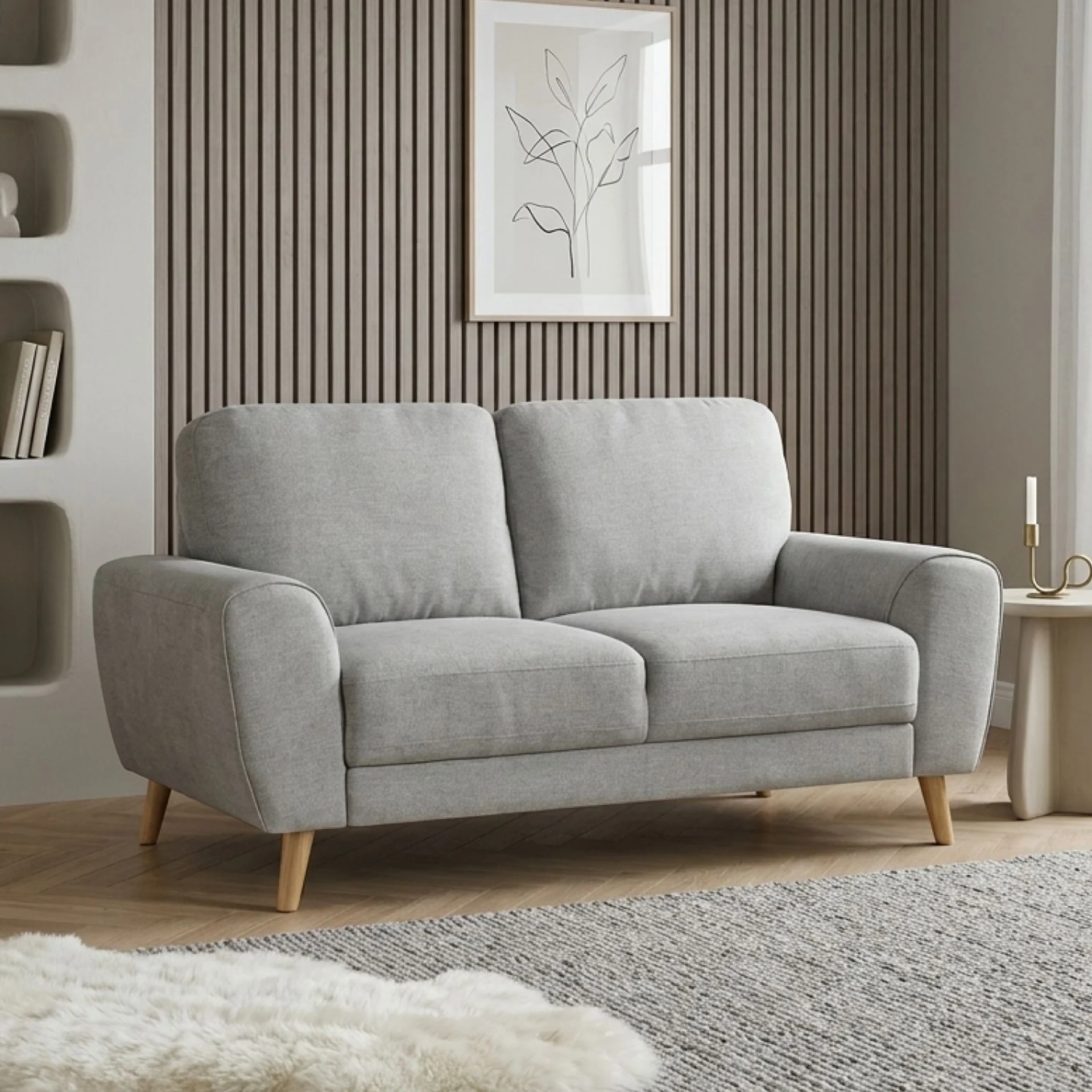Suki Linen 2 Seater Sofa - Grey - Image 3