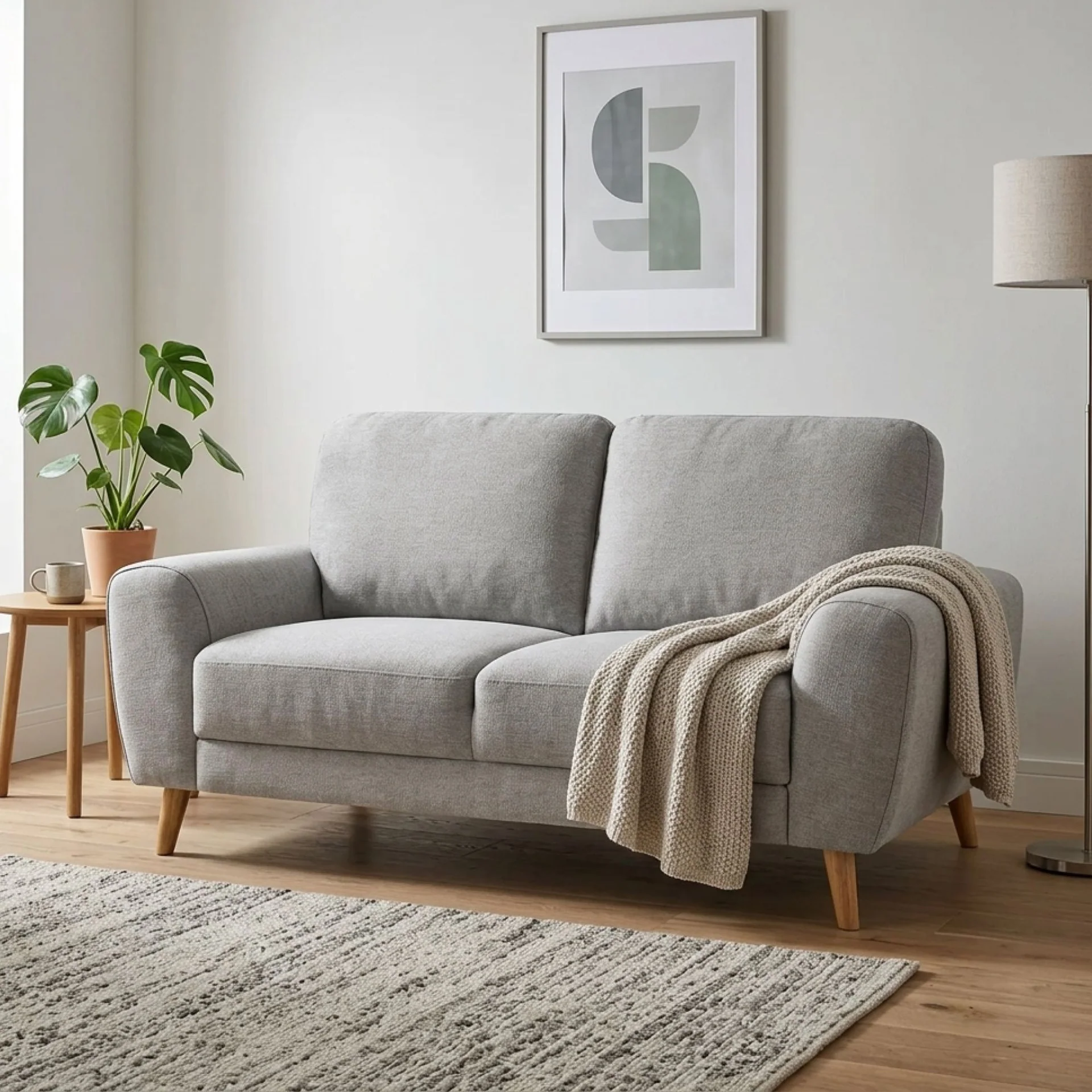 Suki Linen 2 Seater Sofa - Grey - Image 4