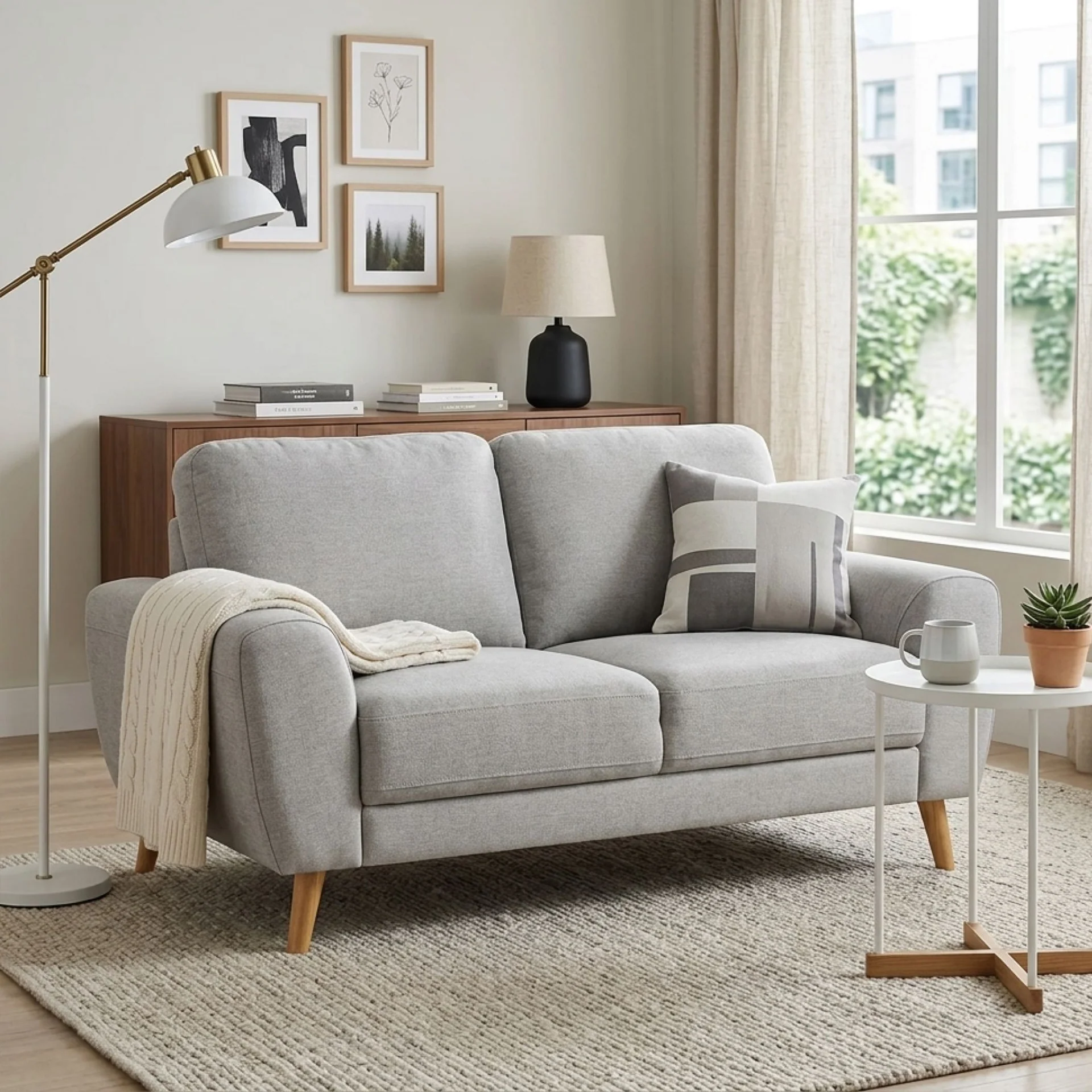 Suki Linen 2 Seater Sofa - Grey - Image 6