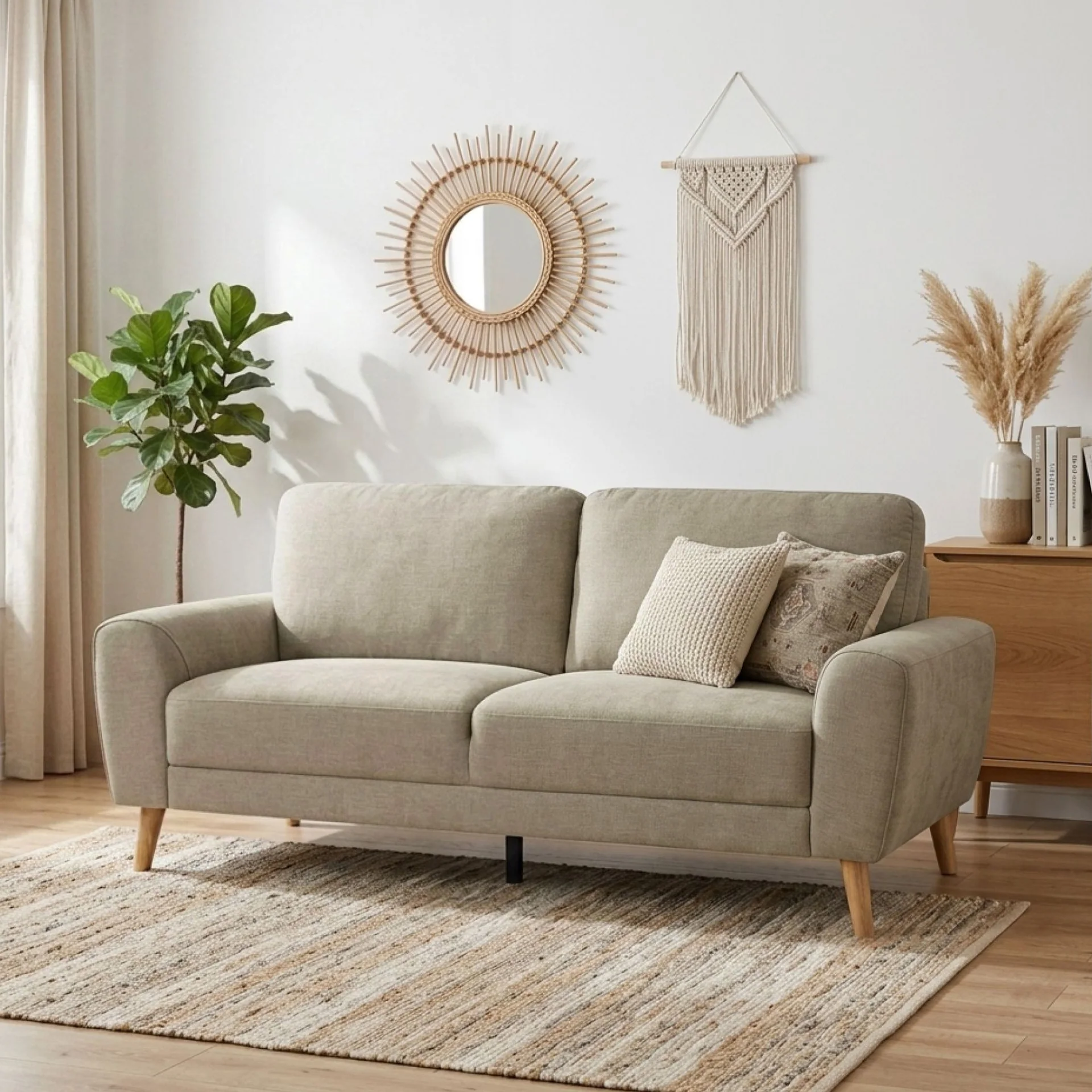 Suki Linen 3 Seater Sofa - Beige