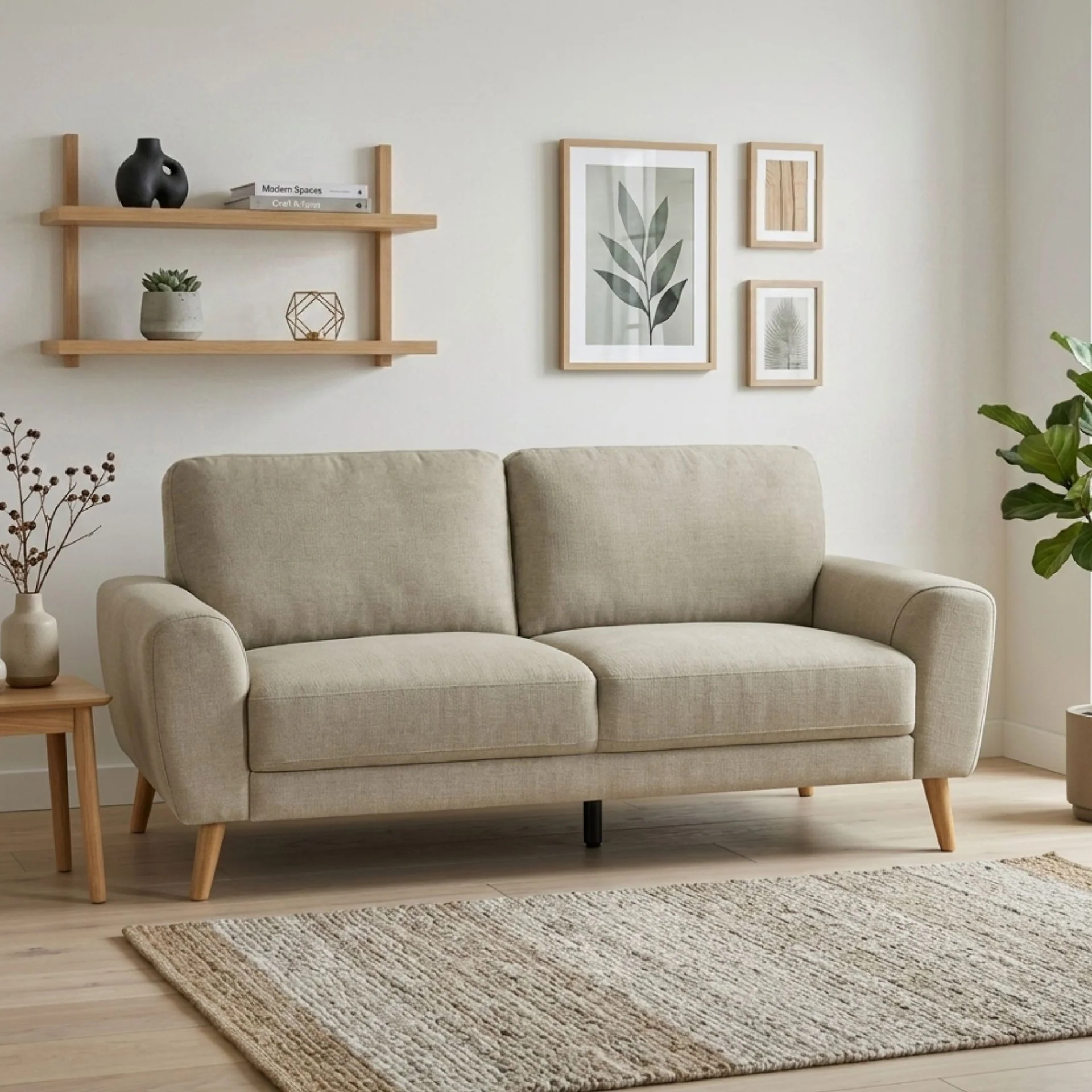 Suki Linen 3 Seater Sofa - Beige - Image 3