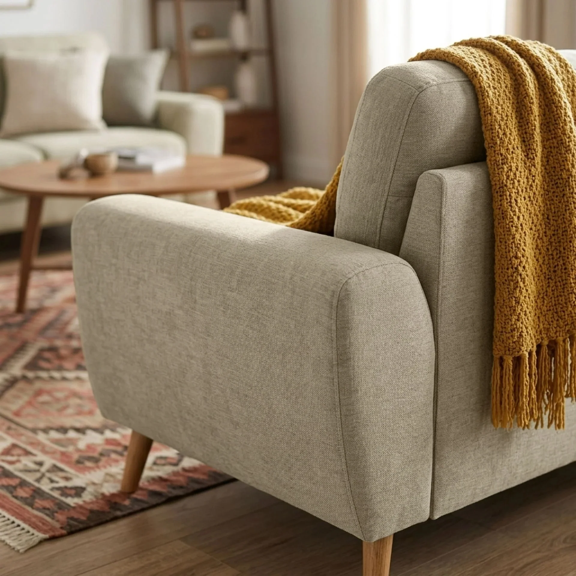 Suki Linen 3 Seater Sofa - Beige - Image 7