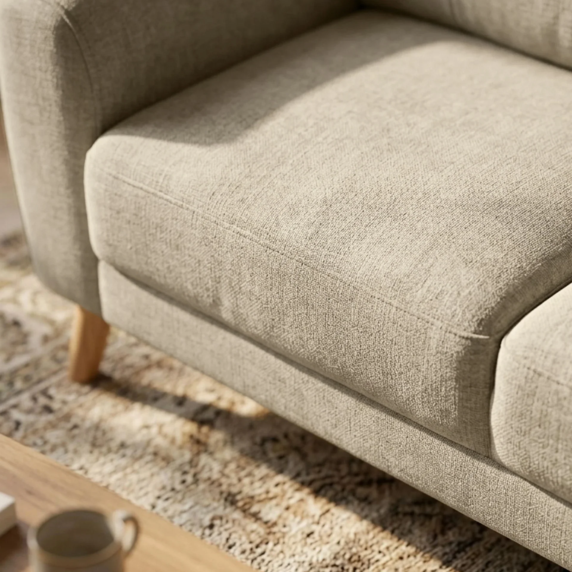Suki Linen 3 Seater Sofa - Beige - Image 8