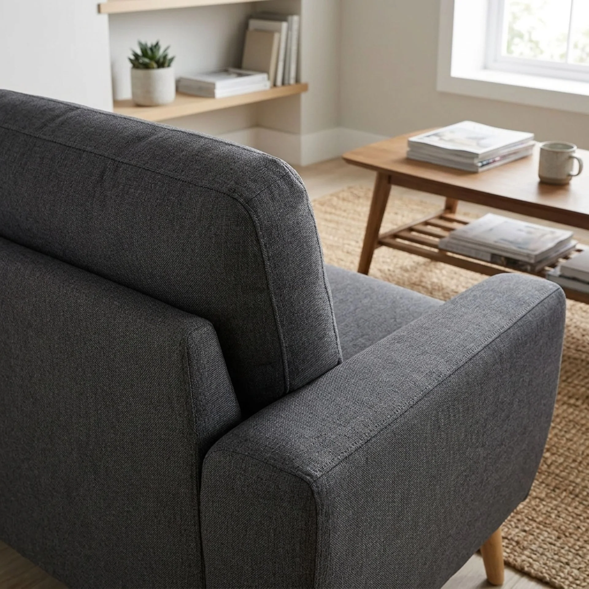 Suki Linen 3 Seater Sofa - Dark Grey - Image 4