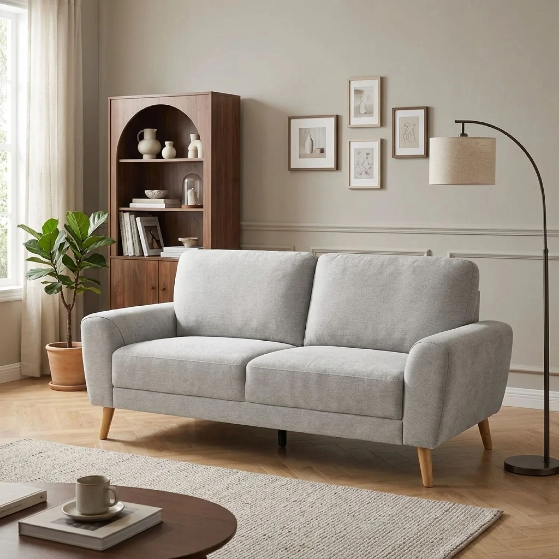 Suki Linen 3 Seater Sofa - Grey