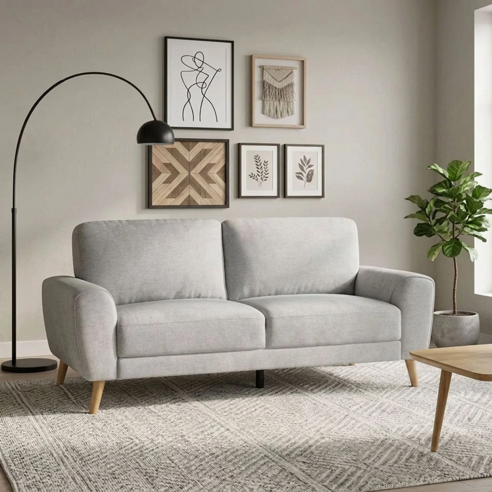 Suki Linen 3 Seater Sofa - Grey - Image 3