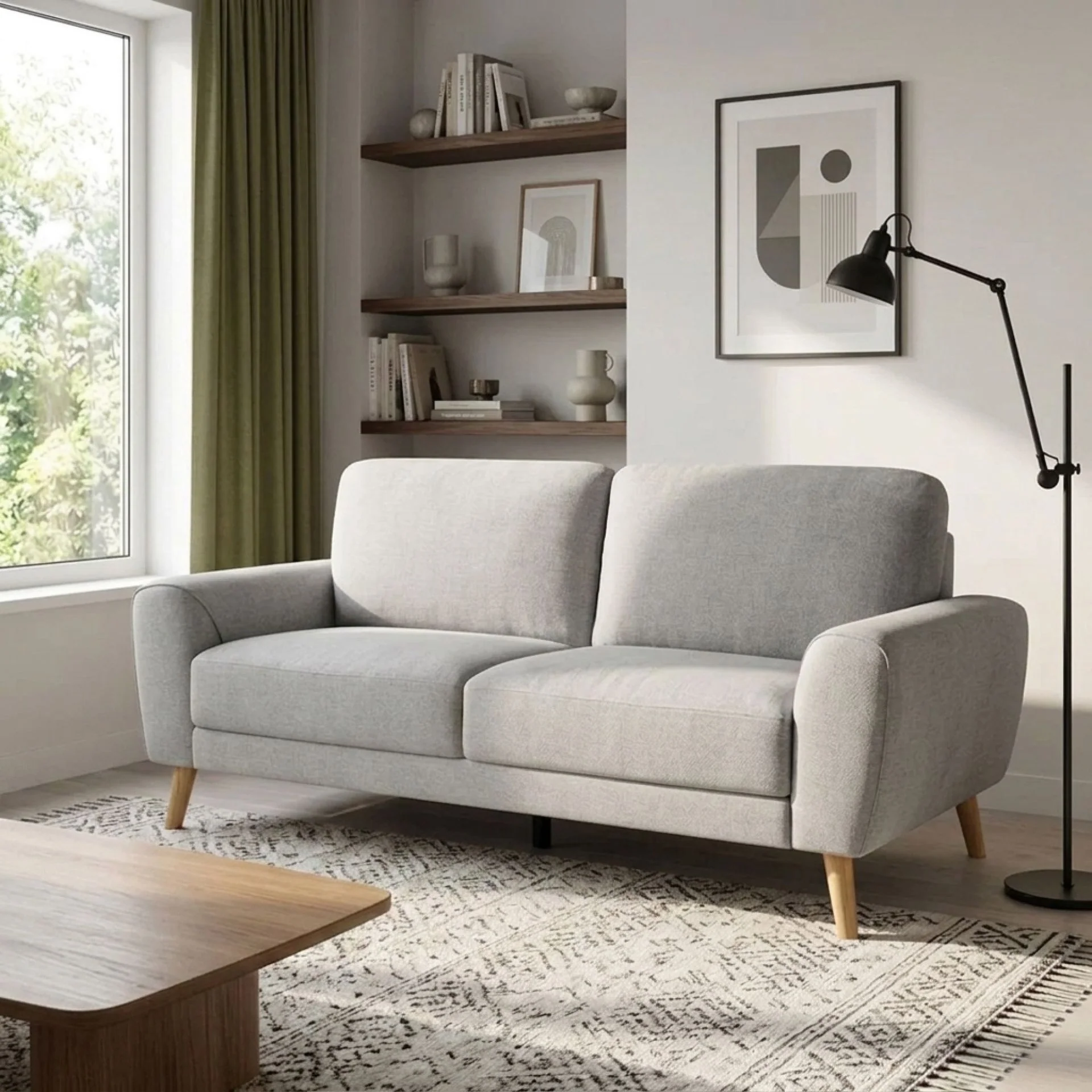 Suki Linen 3 Seater Sofa - Grey - Image 4