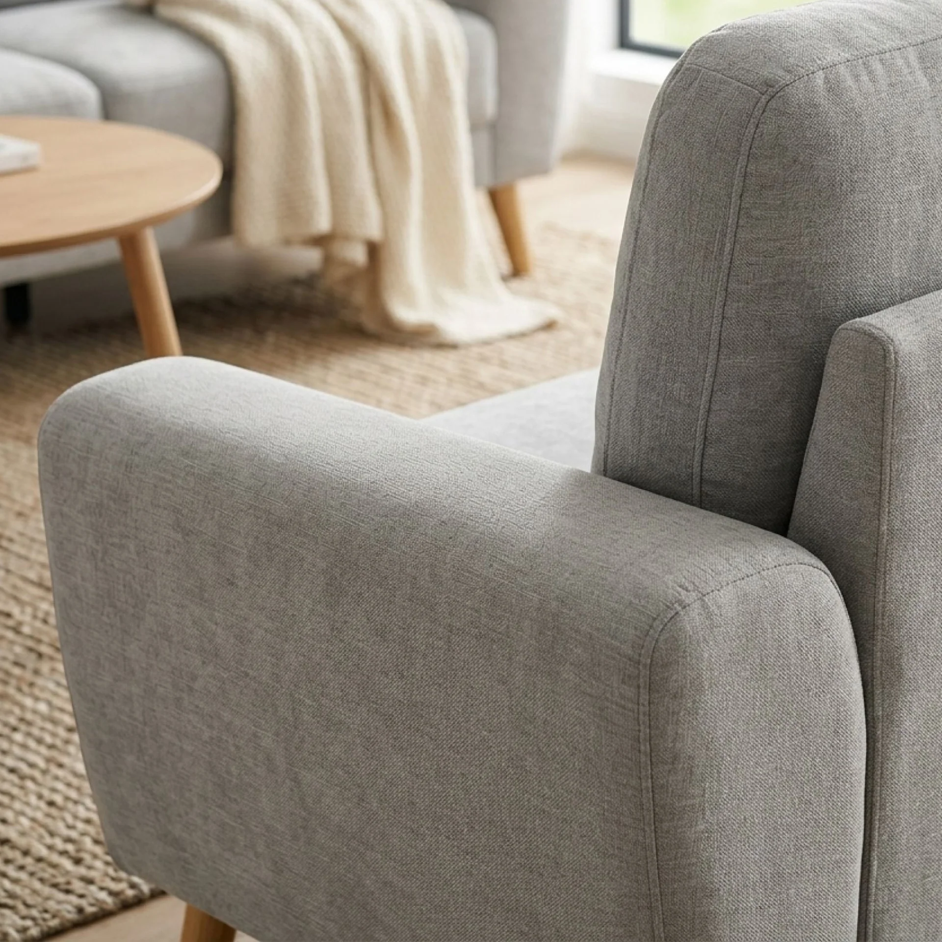 Suki Linen 3 Seater Sofa - Grey - Image 6