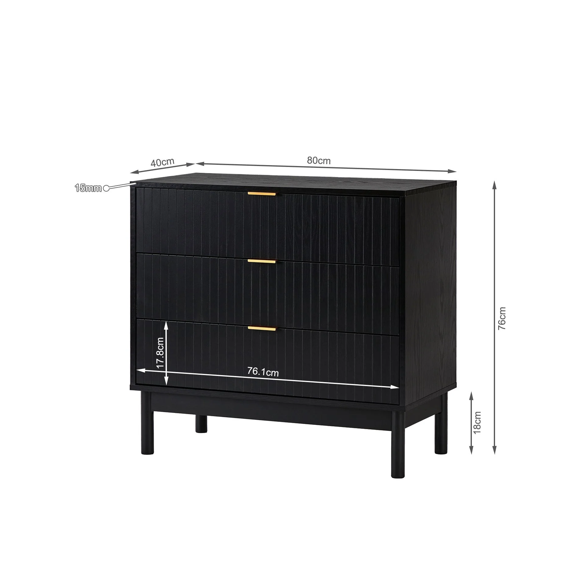 Sumter 3 Drawers Tallboy - Black - Image 7
