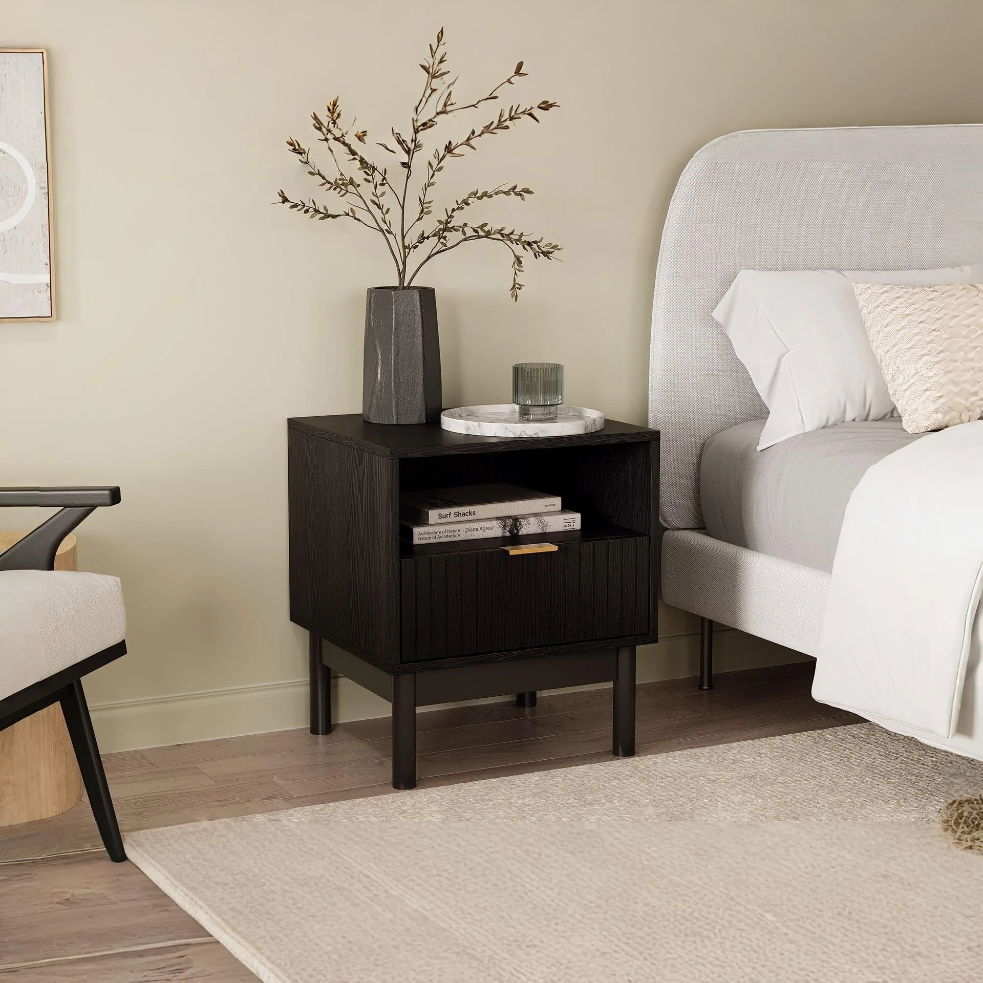 Sumter Bedside Table with Drawer - Black - Image 2
