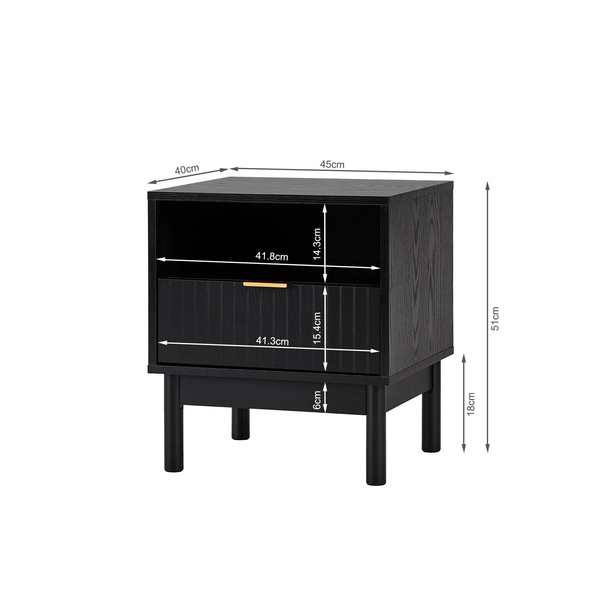 Sumter Bedside Table with Drawer - Black - Image 6