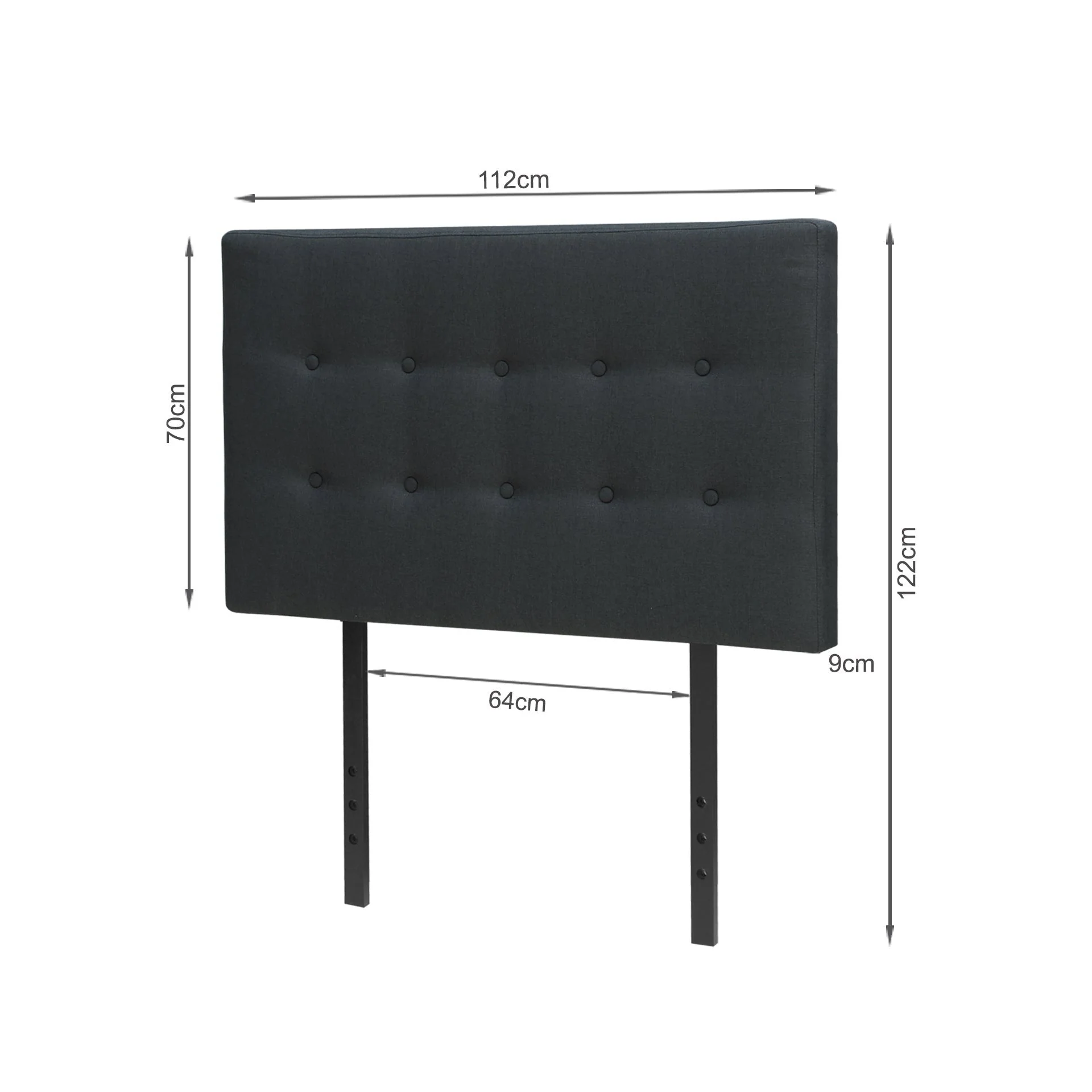Susan King Single Fabric Upholstered Headboard - Black - Image 11