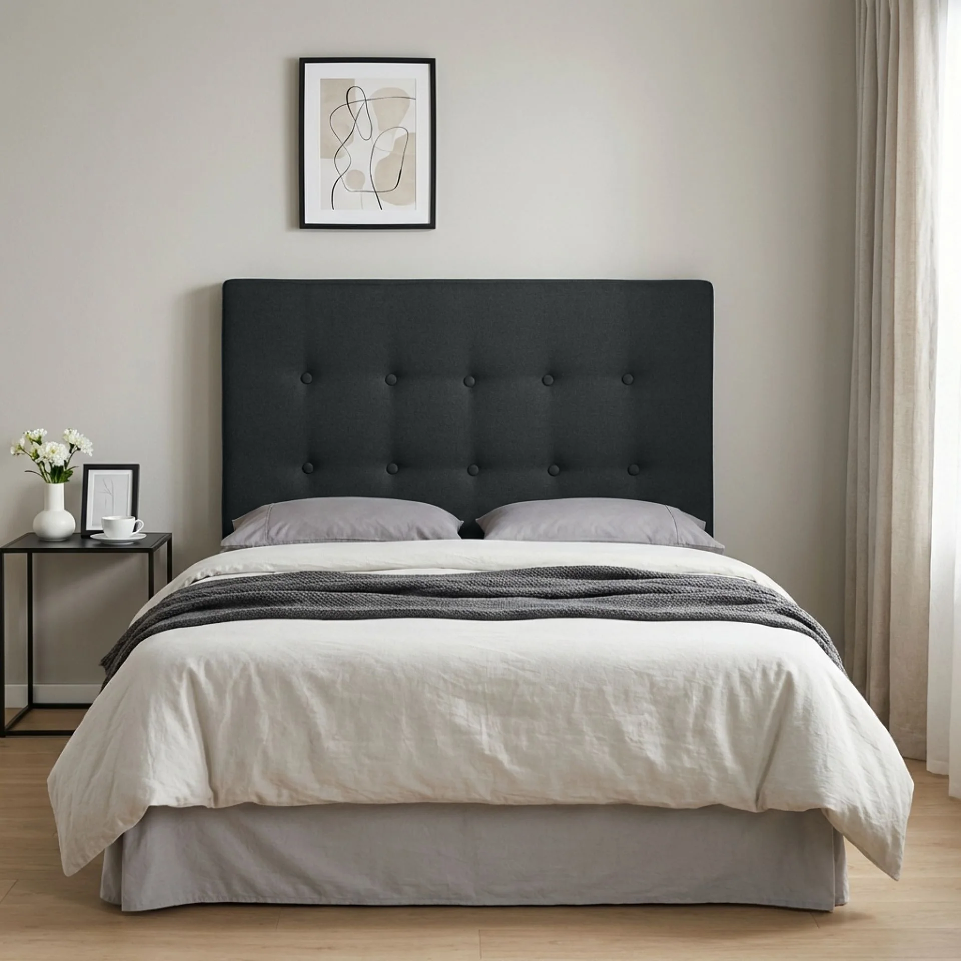 Susan King Single Fabric Upholstered Headboard - Black - Image 4