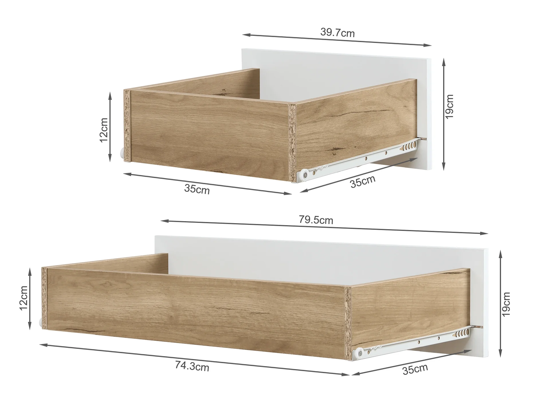 Tallboy with 6 Drawers - Oak + White - Image 3