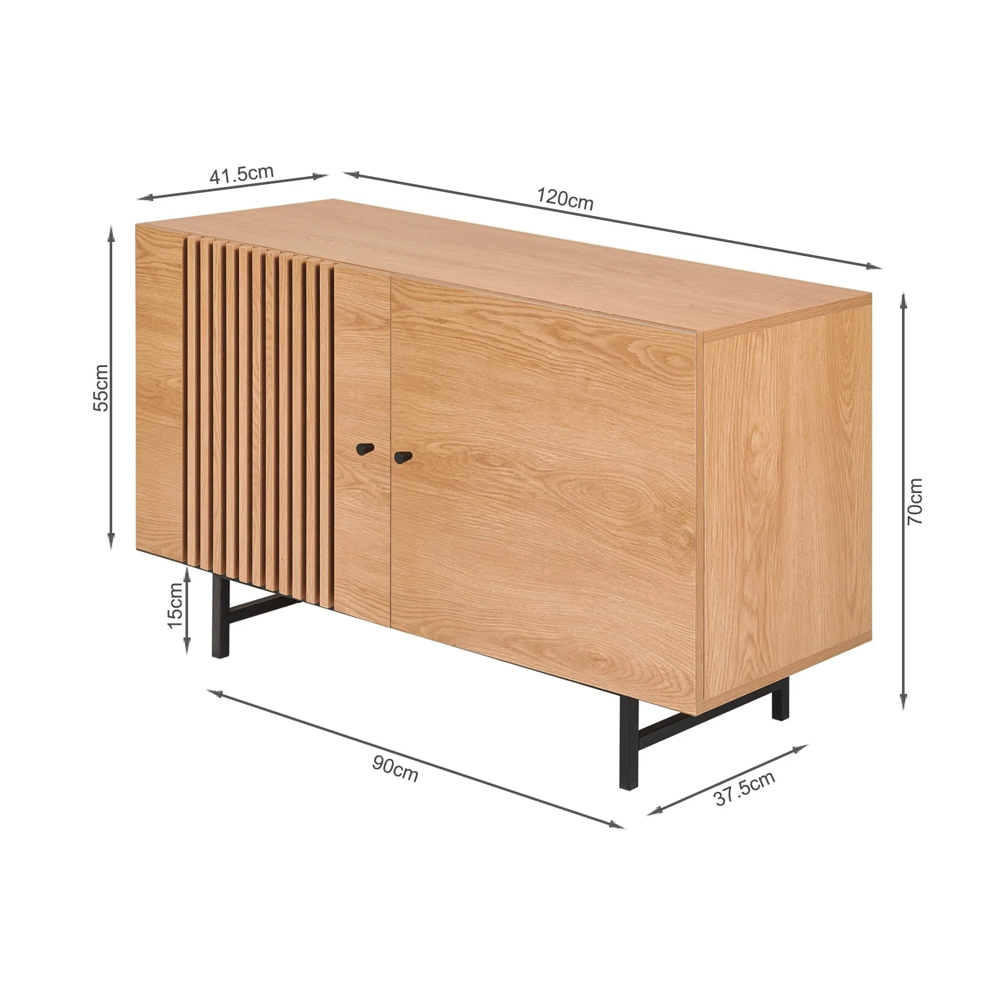 Tarkine 1.2m Sideboard Buffet Table - Oak - Image 11