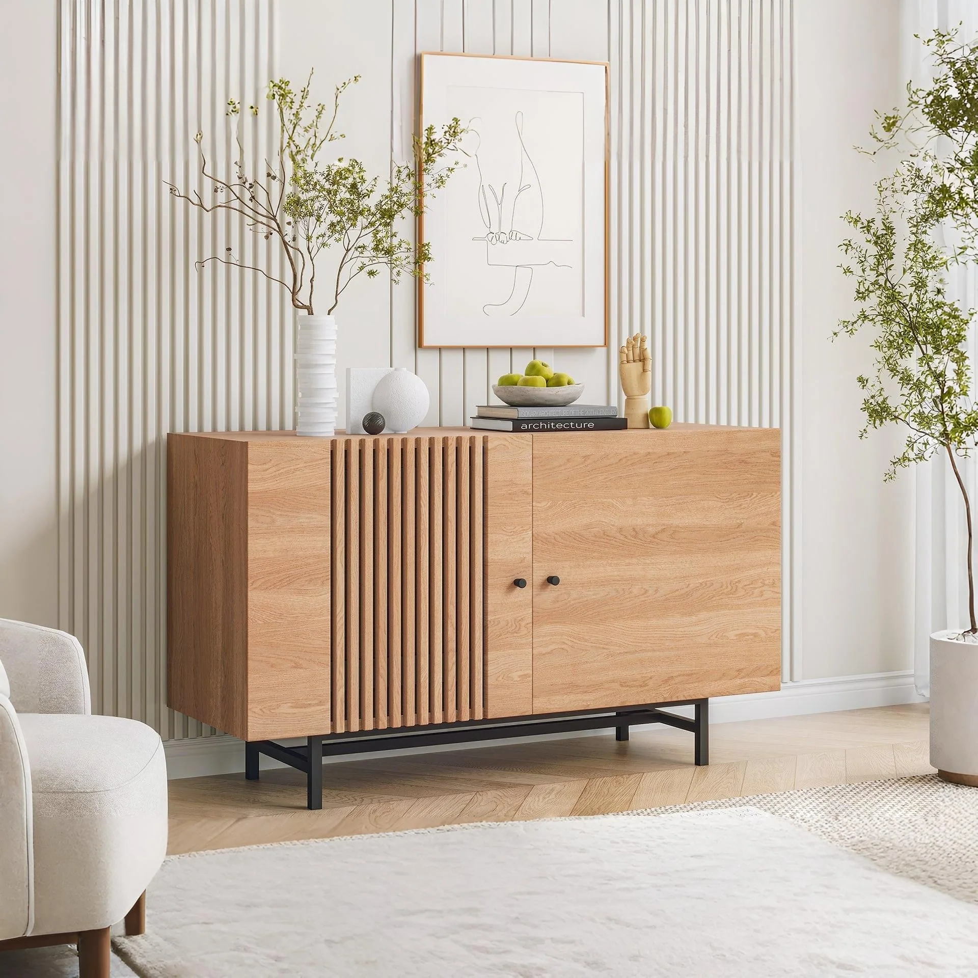 Tarkine 1.2m Sideboard Buffet Table - Oak - Image 2