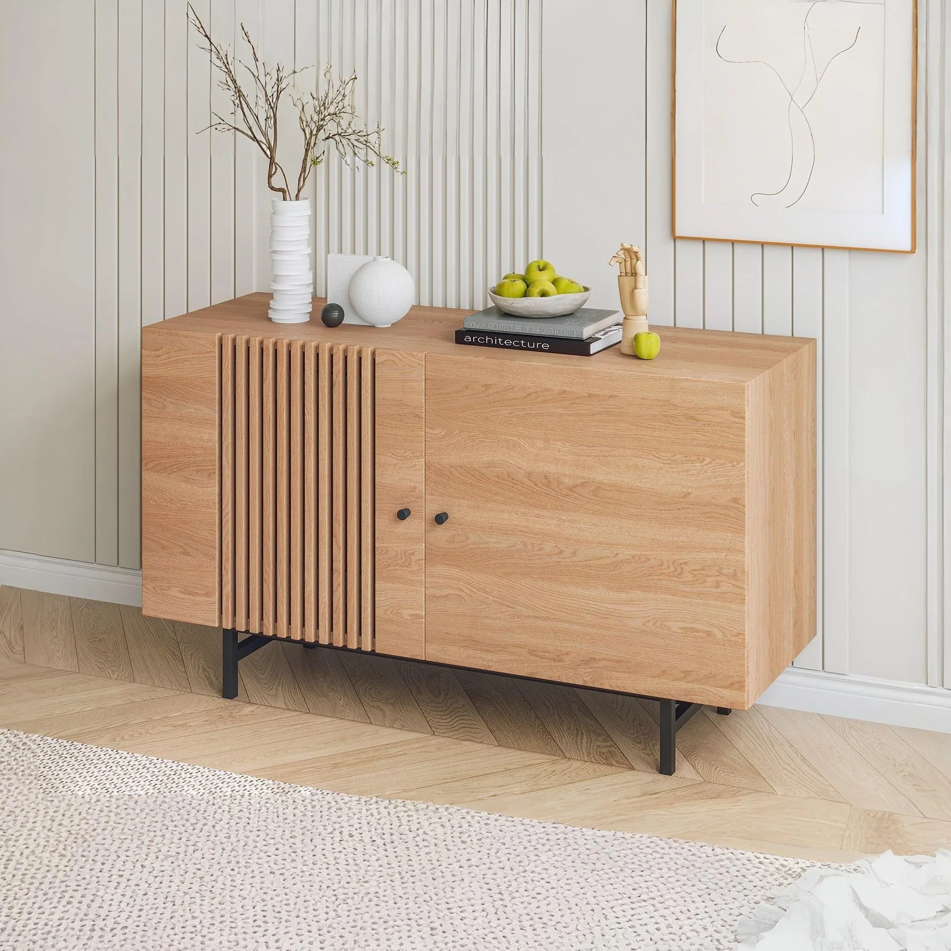 Tarkine 1.2m Sideboard Buffet Table - Oak - Image 3