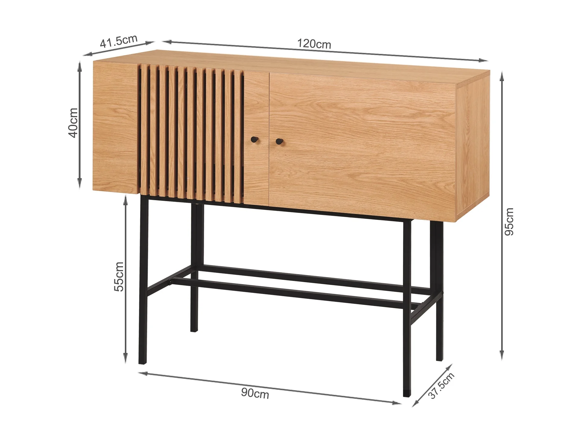 Tarkine 1.2m Wooden Buffet Sideboard - Oak - Image 11