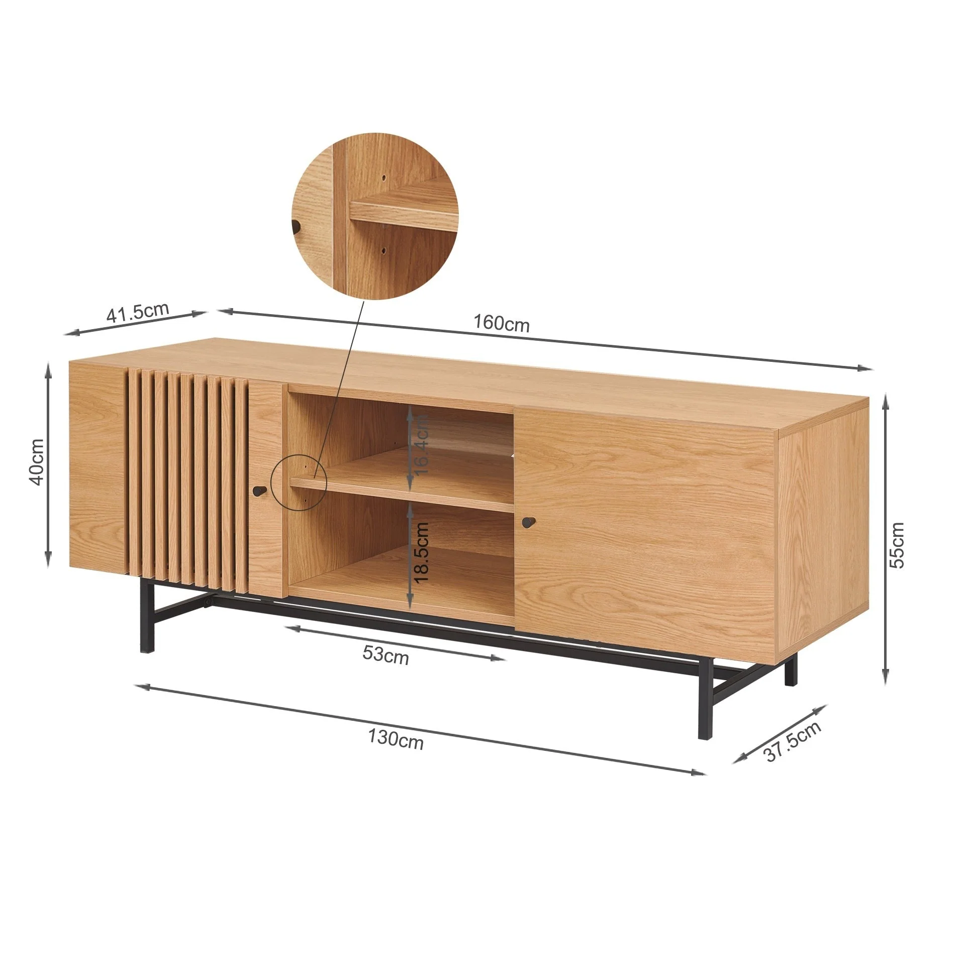 Tarkine 1.6m Entertainment Unit - Oak - Image 10