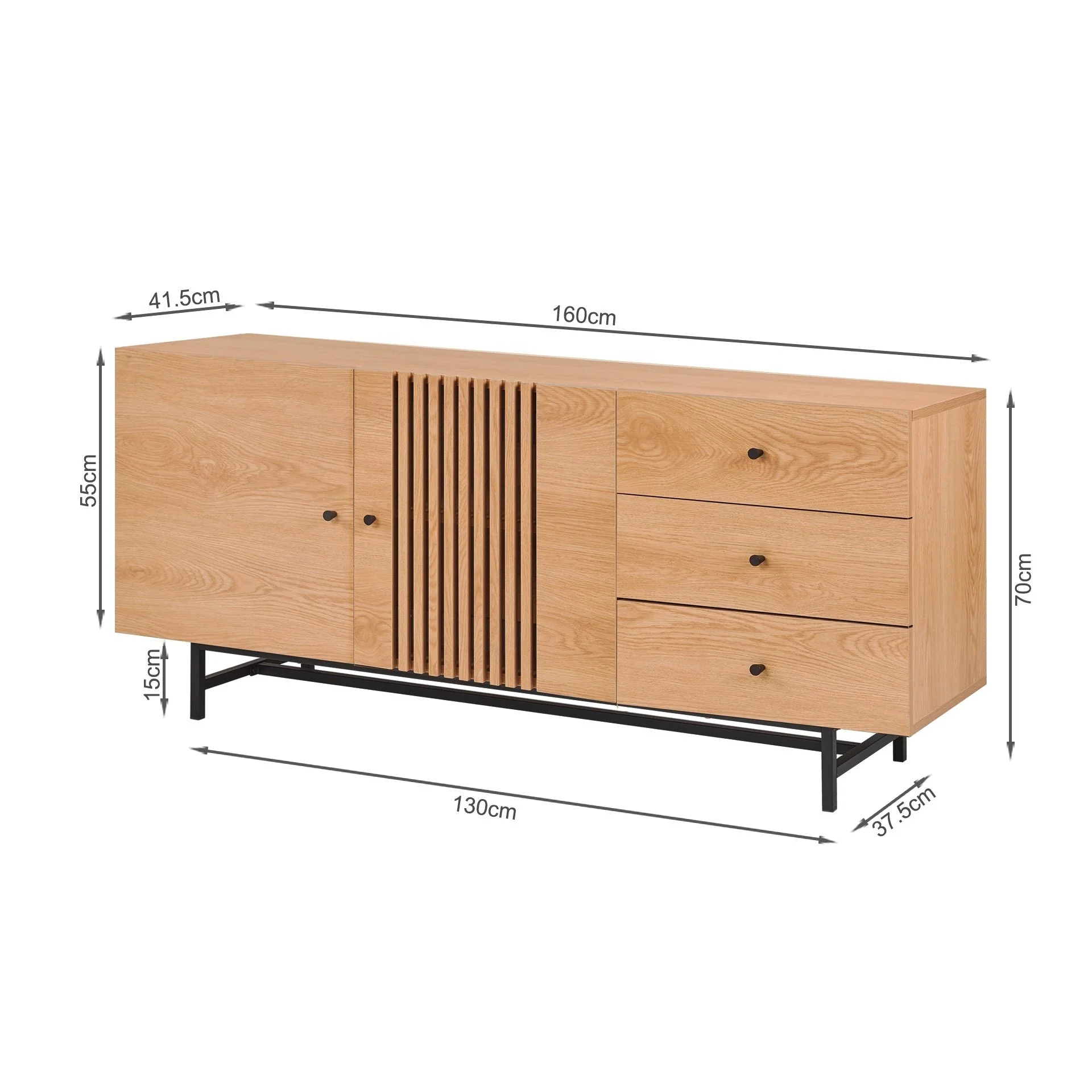 Tarkine 1.6m Sideboard Buffet Table - Oak - Image 10