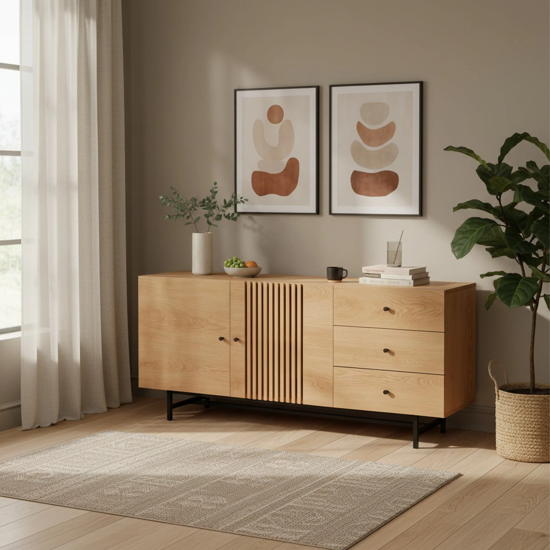 Tarkine 1.6m Sideboard Buffet Table - Oak - Image 4