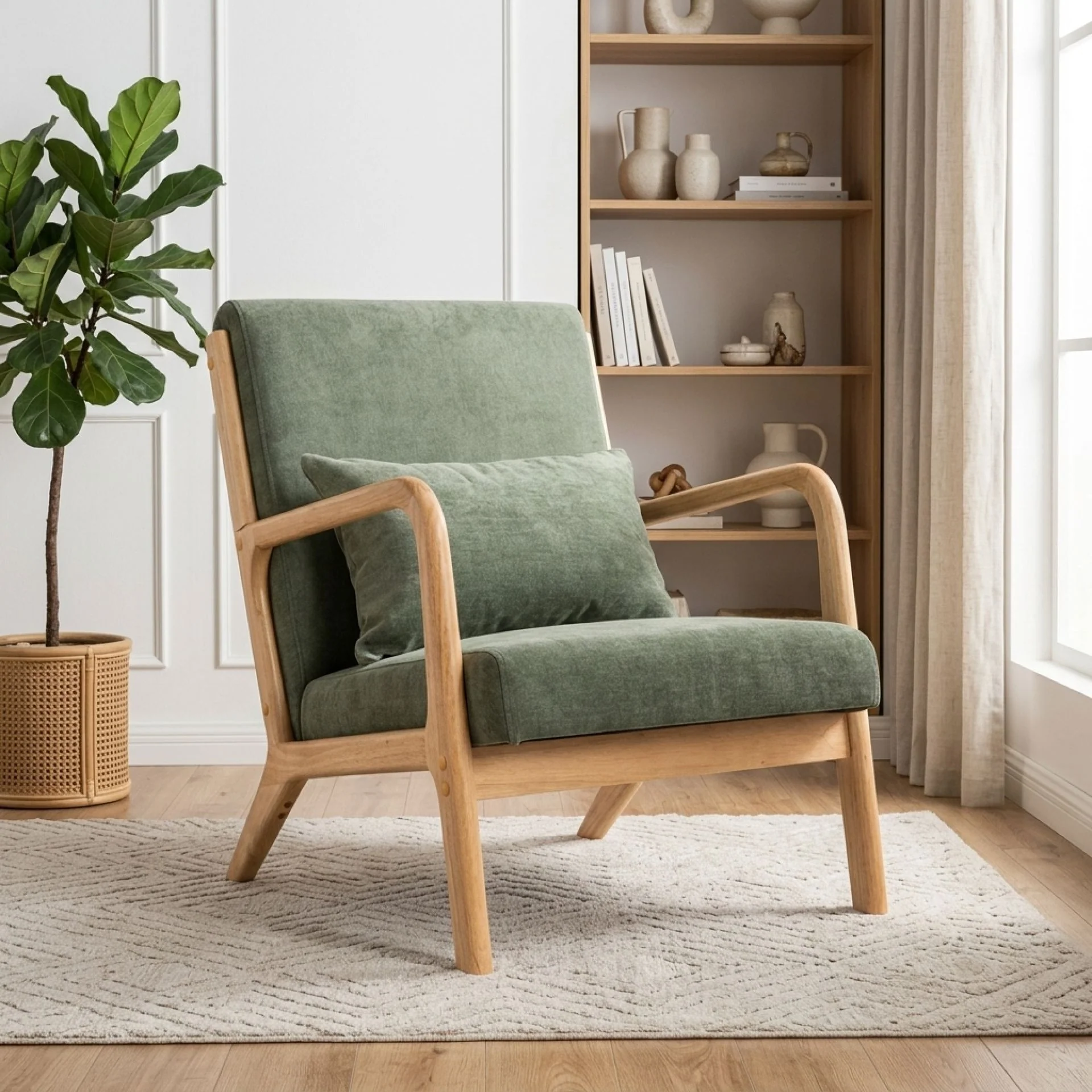 Taru Linen Armchair - Dark Green